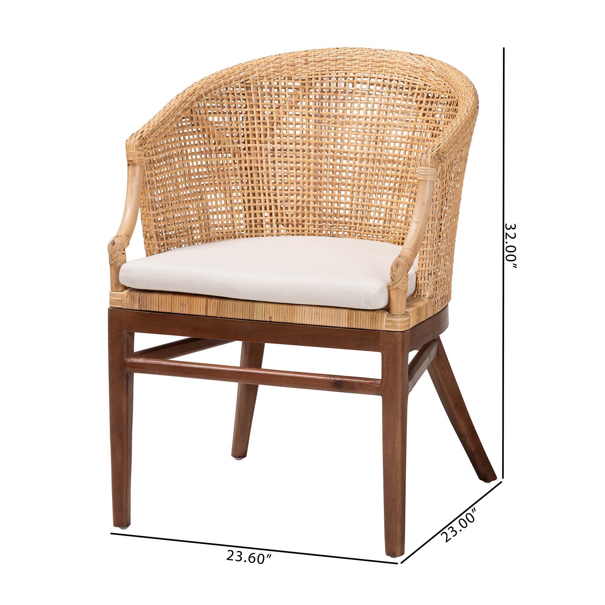 bali & pari Lumajang Bohemian Light Honey Rattan and Wood 2-Piece Dining Chair Set