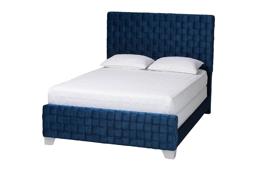 Emlyn Glam and Luxe Velvet Fabric Panel Bed