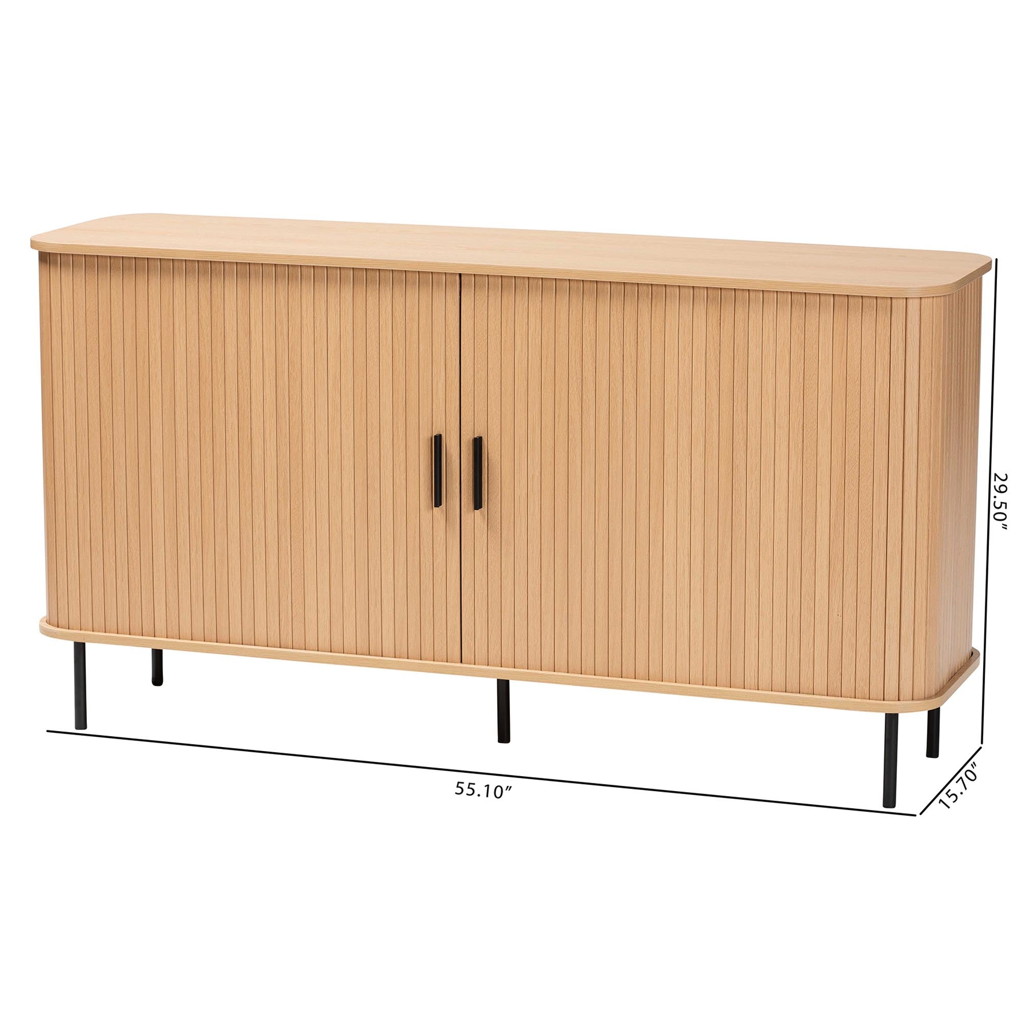 Lucia Fluted Wood Sideboard Mid-Century Modern Buffet