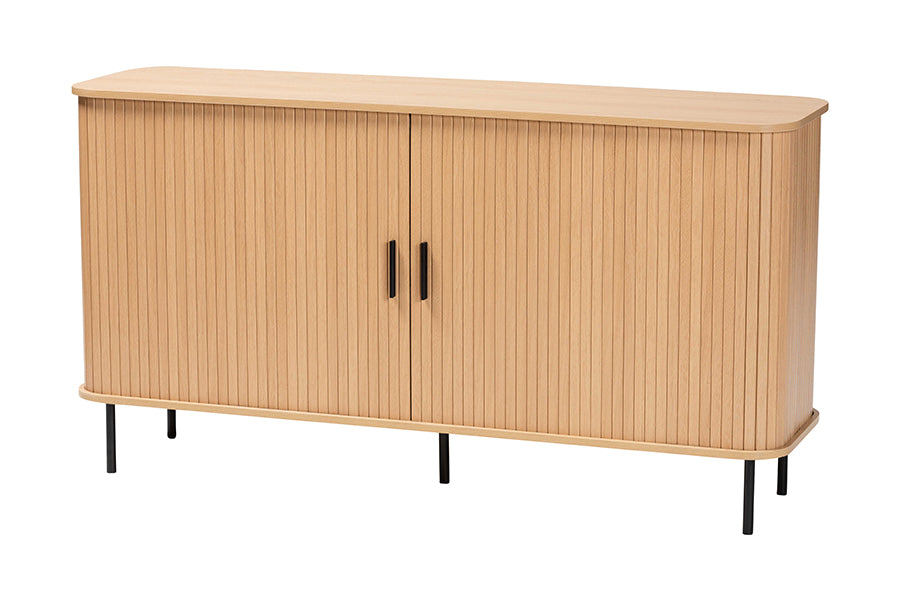 Lucia Fluted Wood Sideboard Mid-Century Modern Buffet