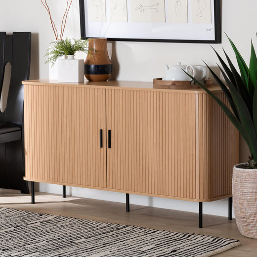 Lucia Fluted Wood Sideboard Mid-Century Modern Buffet