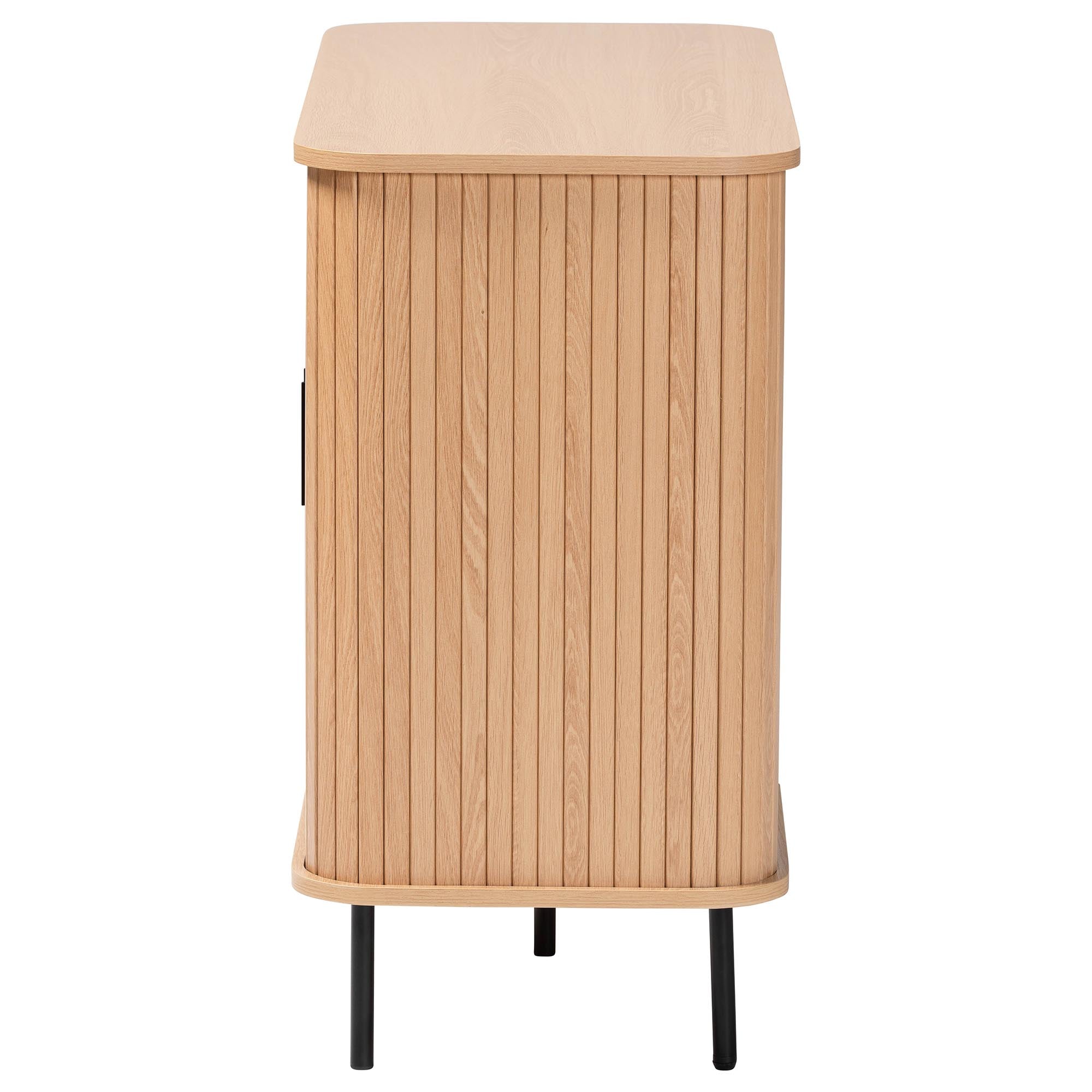 Lucia Fluted Wood Storage Cabinet - Mid-Century Modern Sideboard with Sliding Tambour Doors, 35" Wide