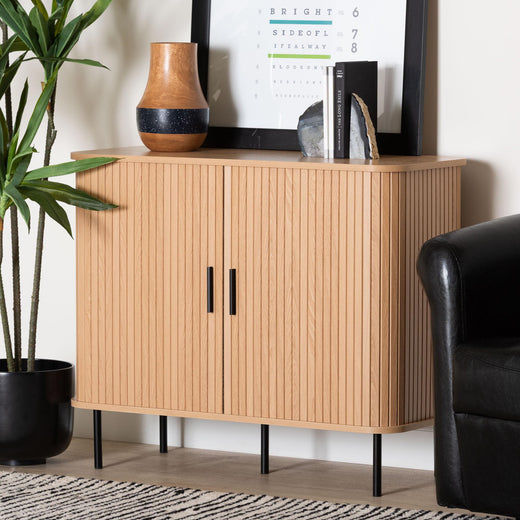 Lucia Fluted Wood Storage Cabinet