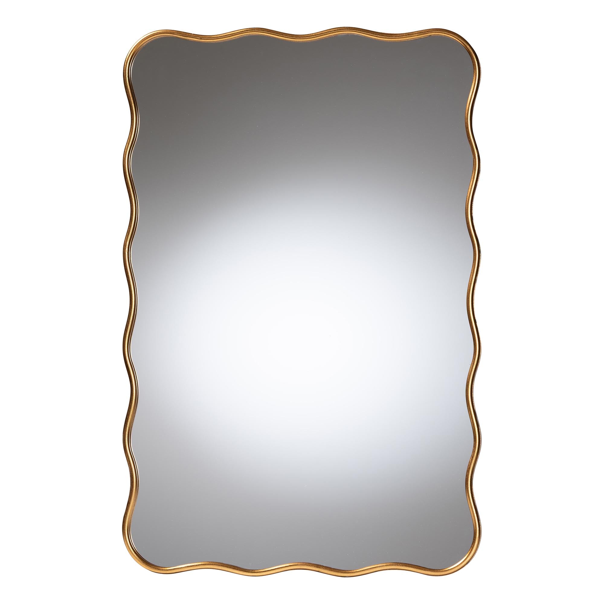 Cassara Scalloped Rectangular Wall Mirror - Stylish Curved Edge Decorative Accent for Living Room, Bedroom, or Entryway