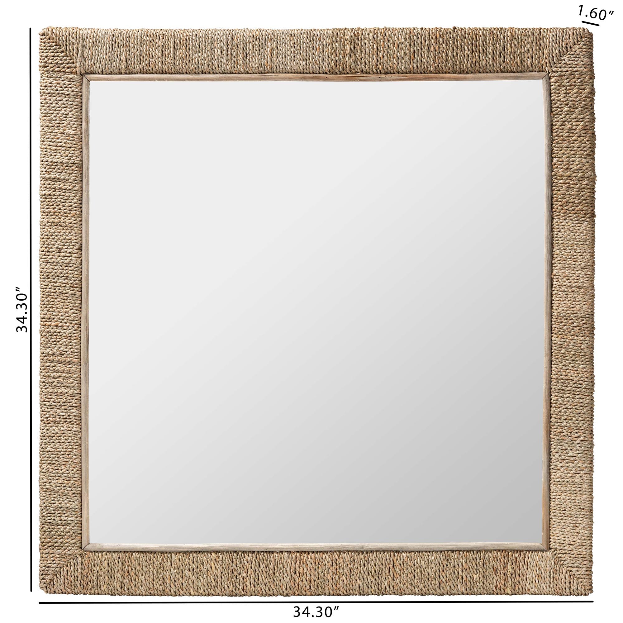 bali & pari Geralyn Japandi Seagrass Square Wall Mirror