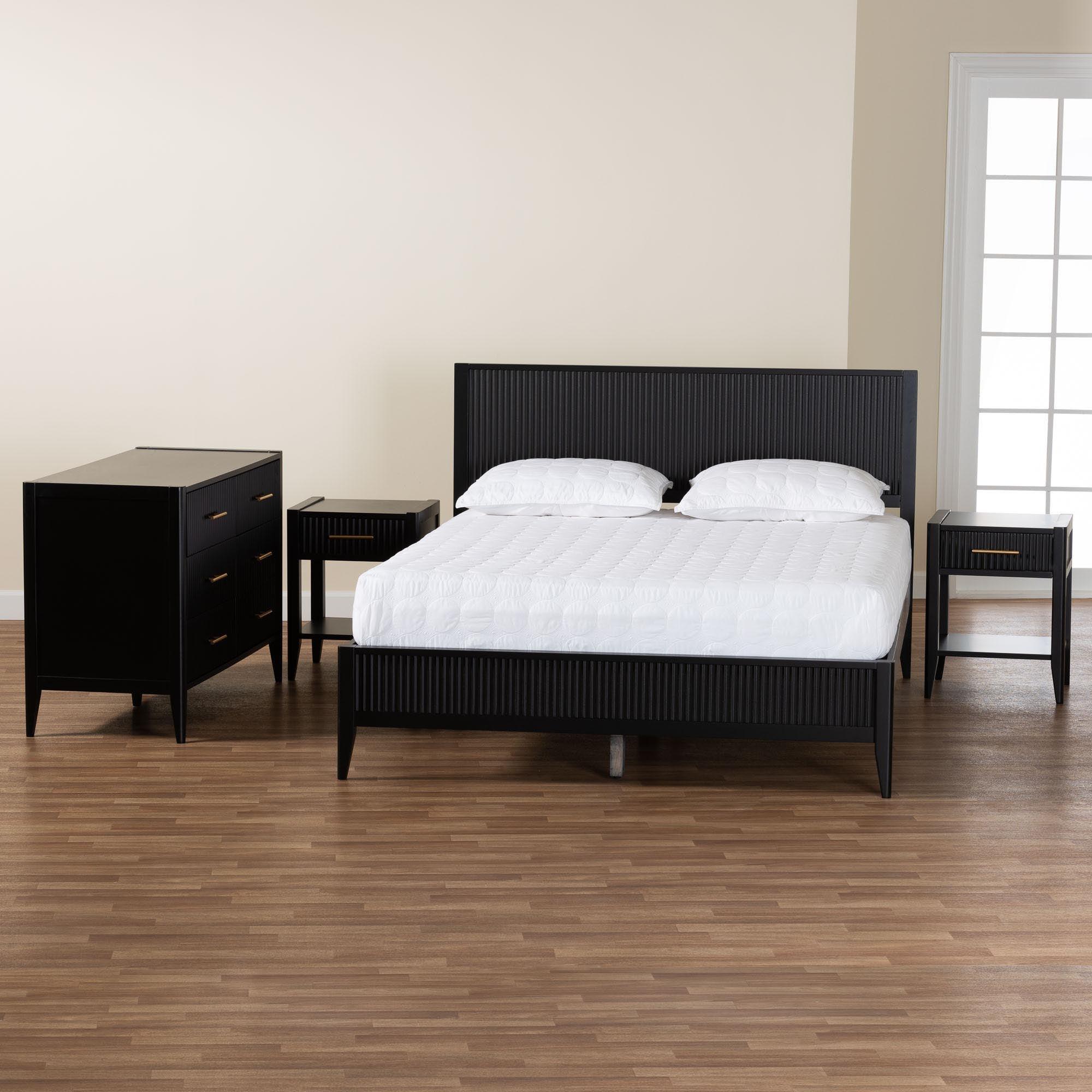 Primrose Mid-Century Fluted Wood 4-Piece Bedroom Set