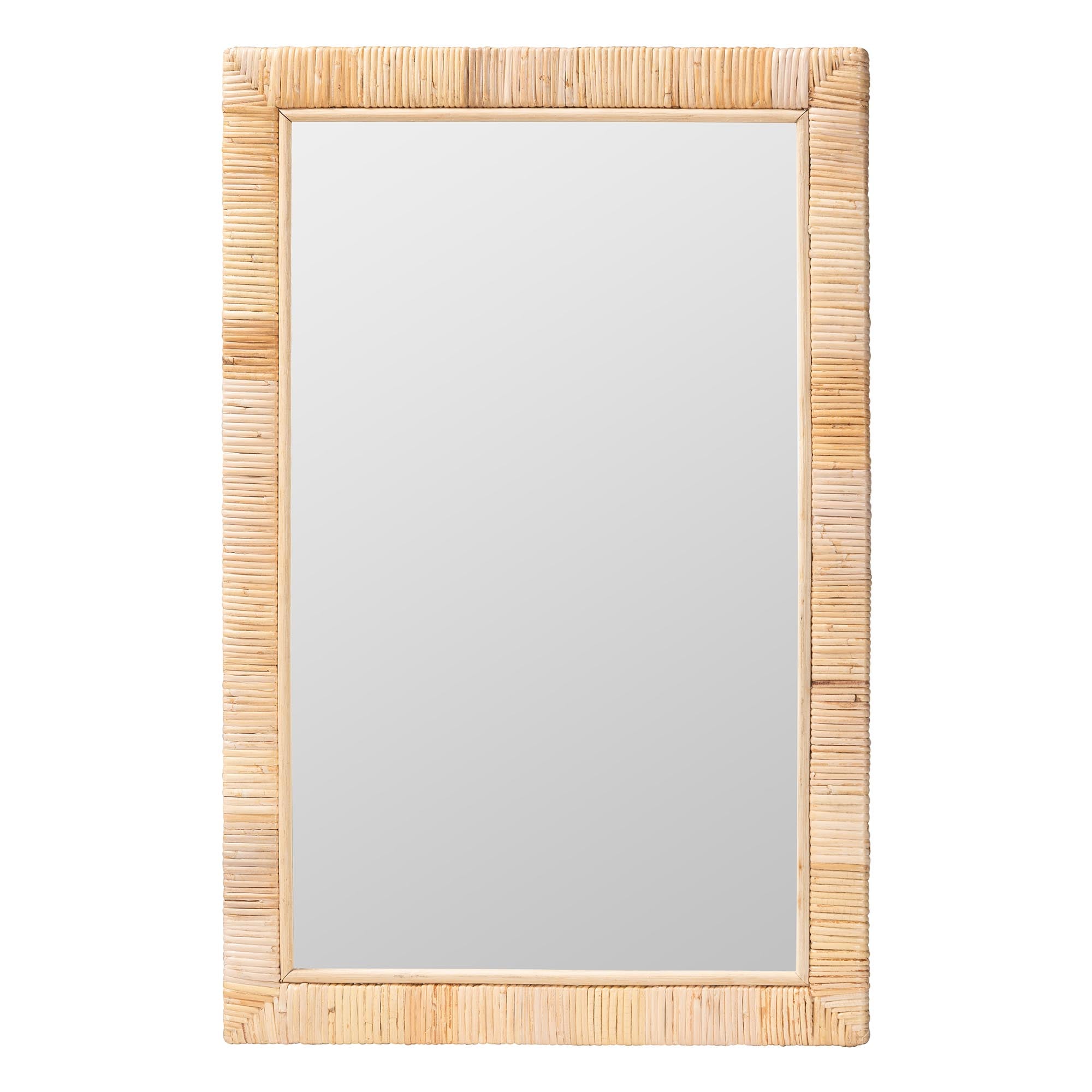bali & pari Lankston Bohemian Rattan Rectangle Accent Wall Mirror