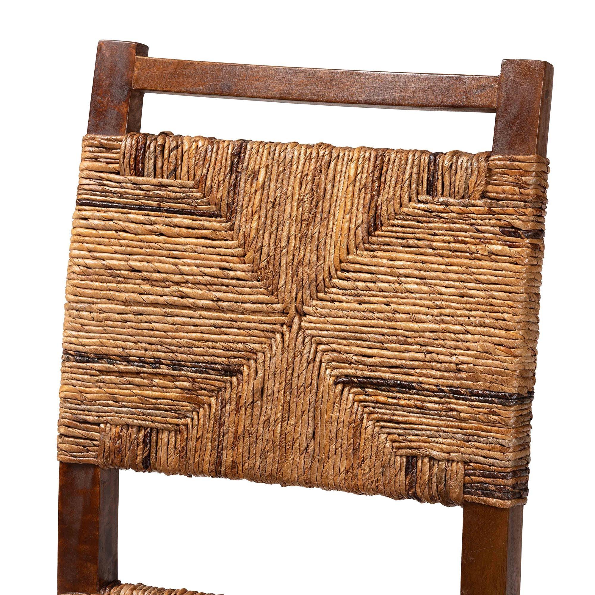 bali & pari Cordoba Bohemian Seagrass and Mahogany Wood 2-Piece Dining Chair