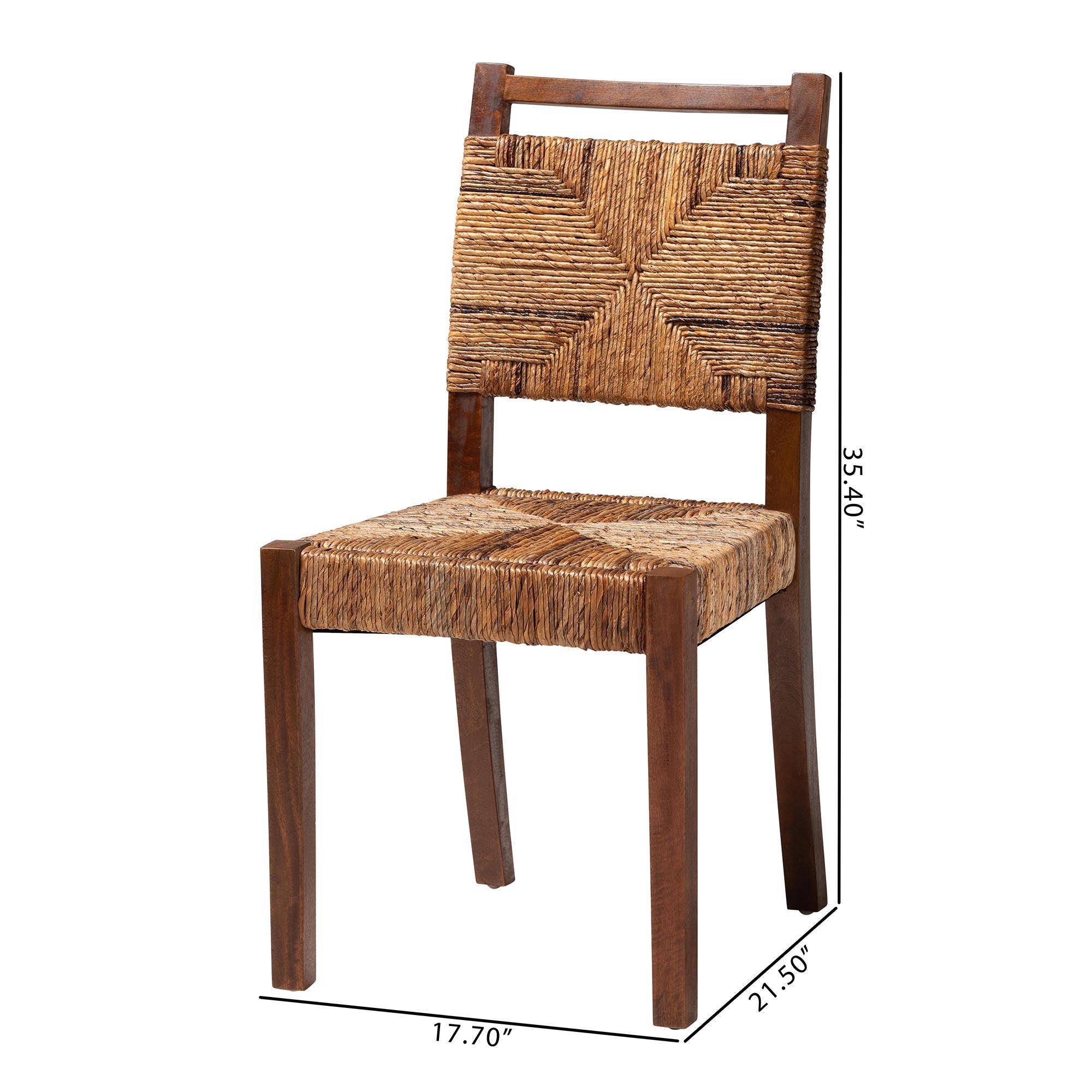 bali & pari Cordoba Bohemian Seagrass and Mahogany Wood 2-Piece Dining Chair