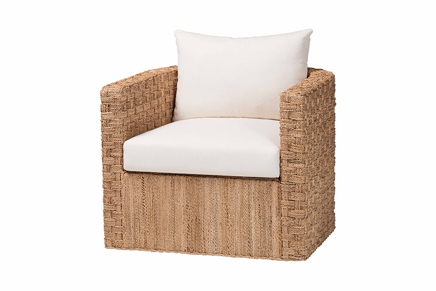 bali & pari Rhinos Bohemian Light Seagrass Tuxedo Arm Chair