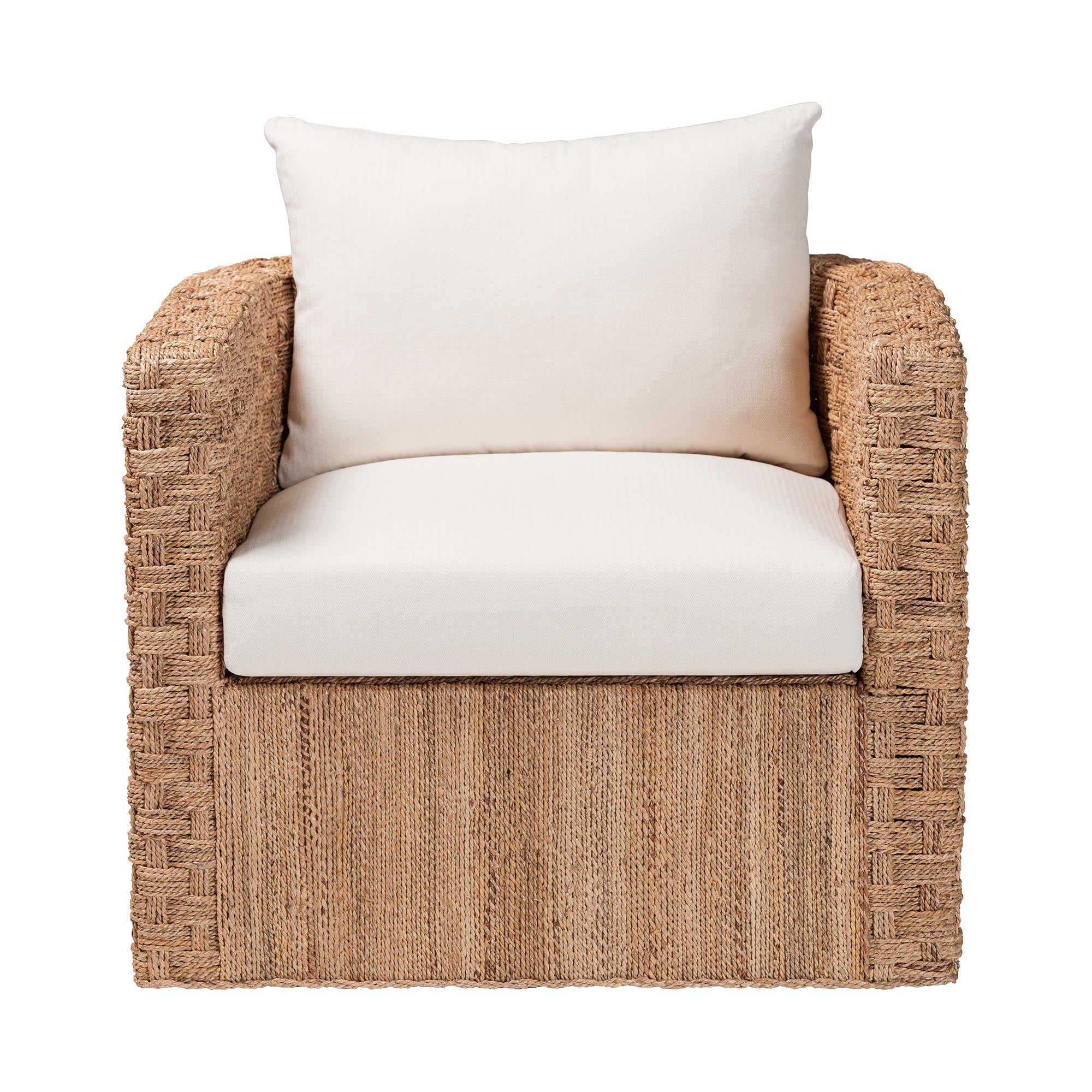 bali & pari Rhinos Bohemian Light Seagrass Tuxedo Arm Chair
