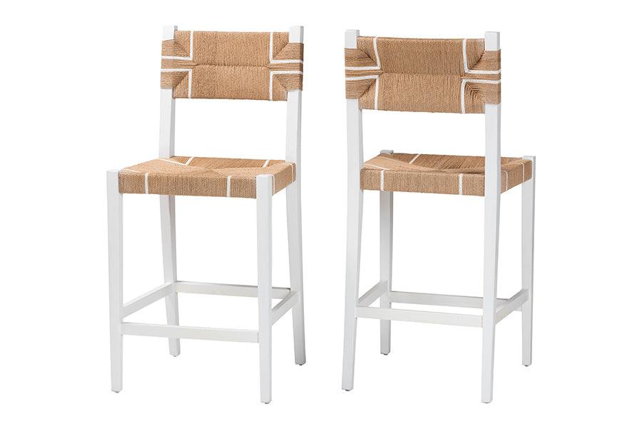 bali & pari Talli Bohemian Paper Loom and Mahogany Wood 2-Piece Bar Stool Set
