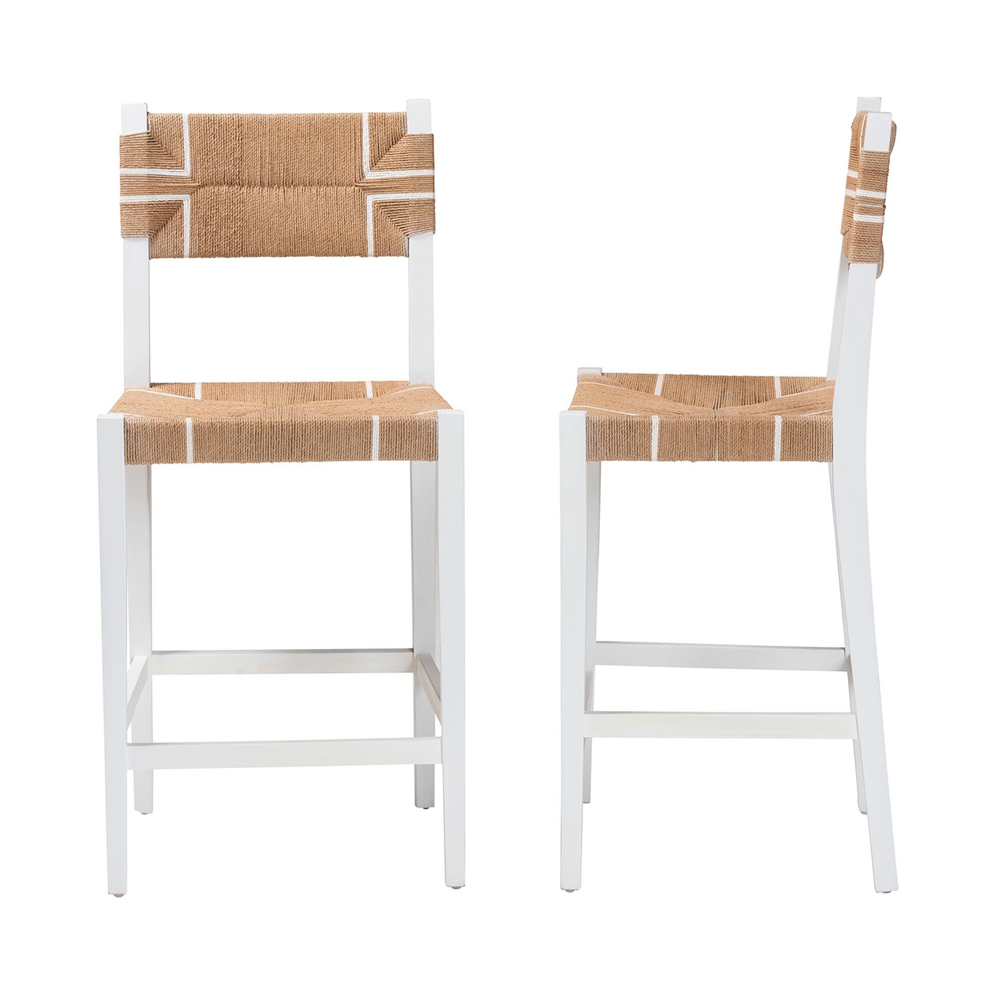 bali & pari Talli Bohemian Paper Loom and Mahogany Wood 2-Piece Bar Stool Set