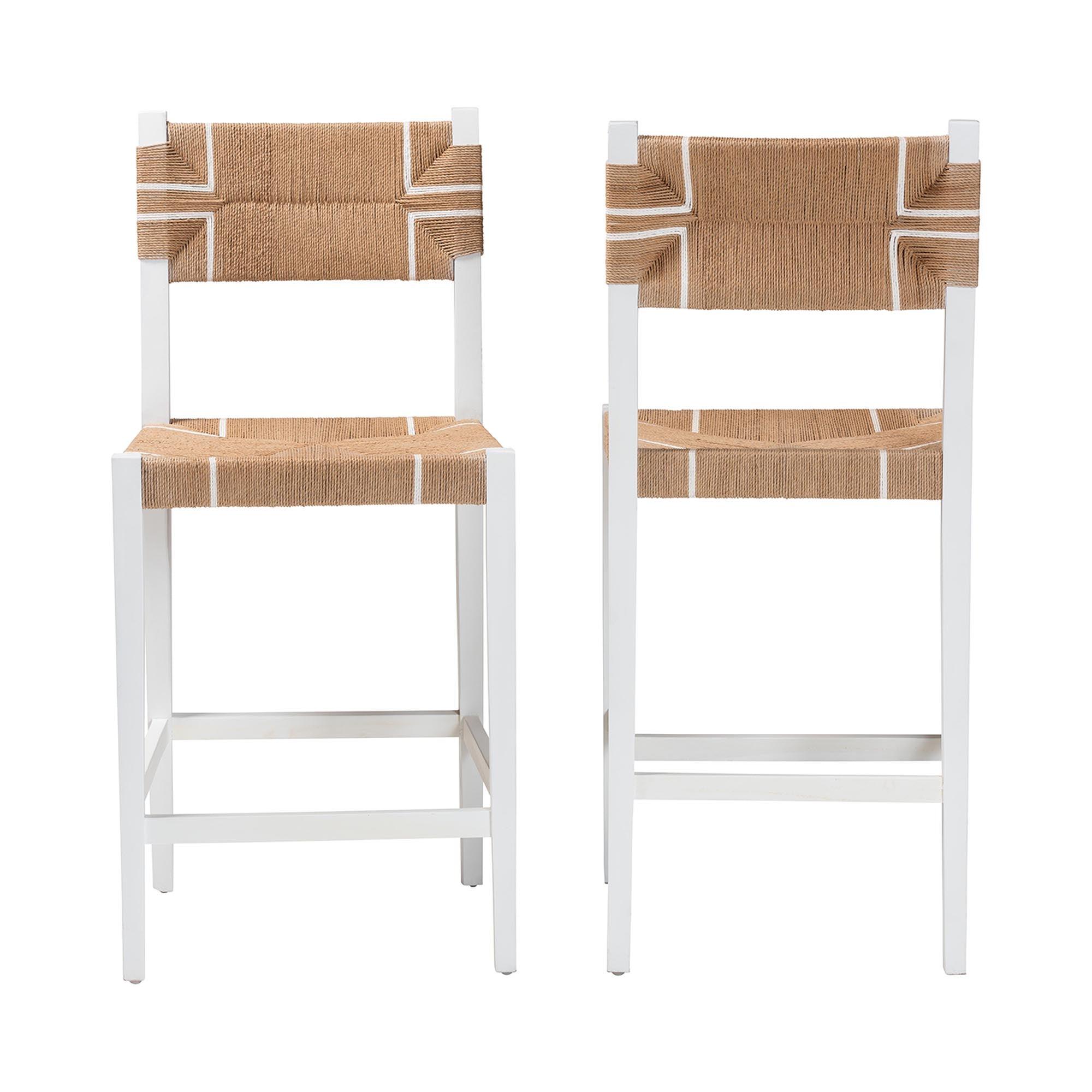 bali & pari Talli Bohemian Paper Loom and Mahogany Wood 2-Piece Bar Stool Set