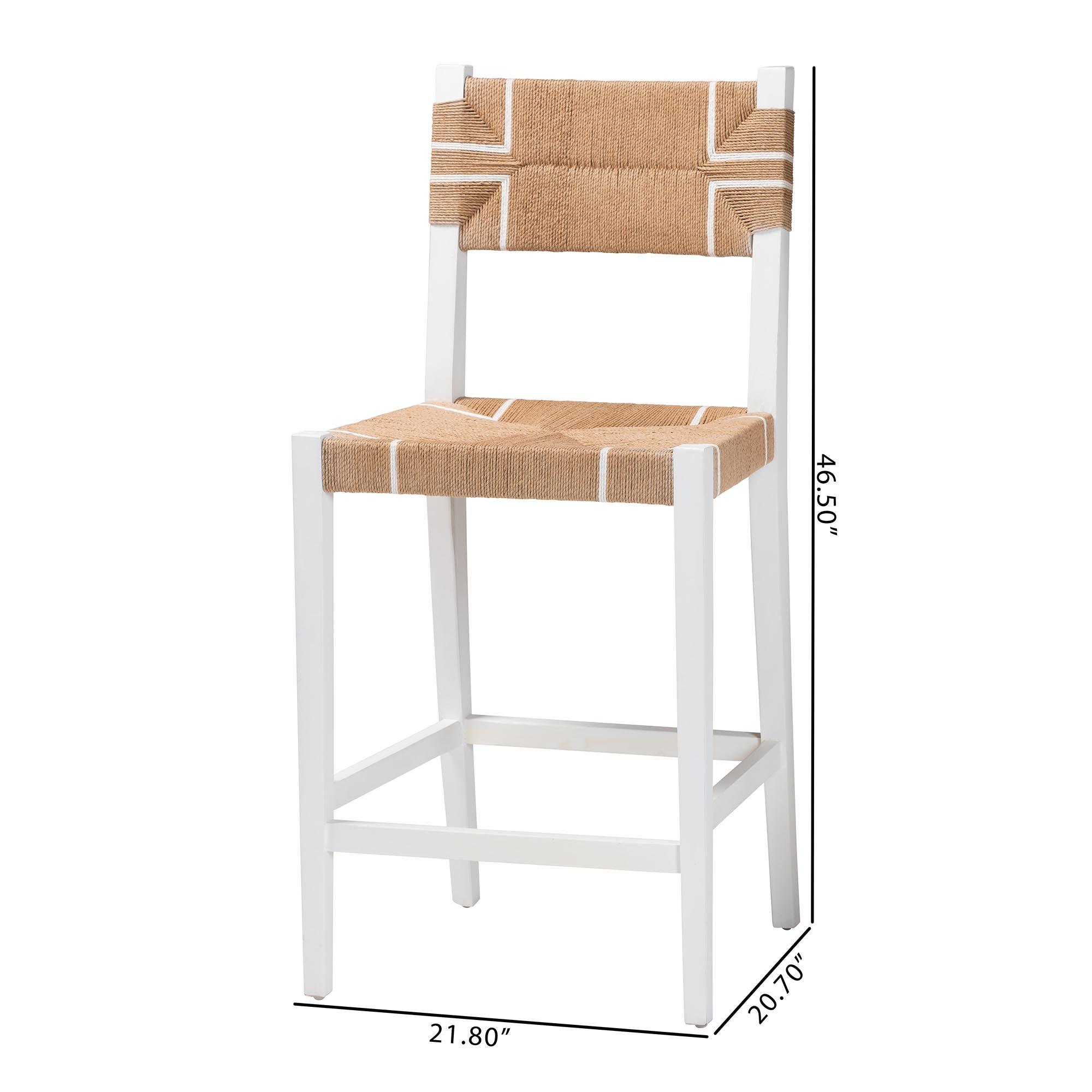 bali & pari Talli Bohemian Paper Loom and Mahogany Wood 2-Piece Bar Stool Set