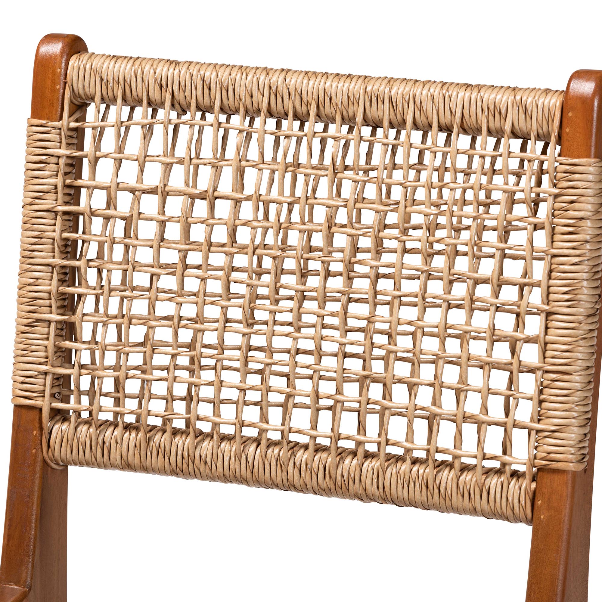 bali & pari Ariba Dining Chair with Mahogany Wood Frame and Viro Fiber Weaving, Rustic Boho Accent Chair for Dining Room or Kitchen