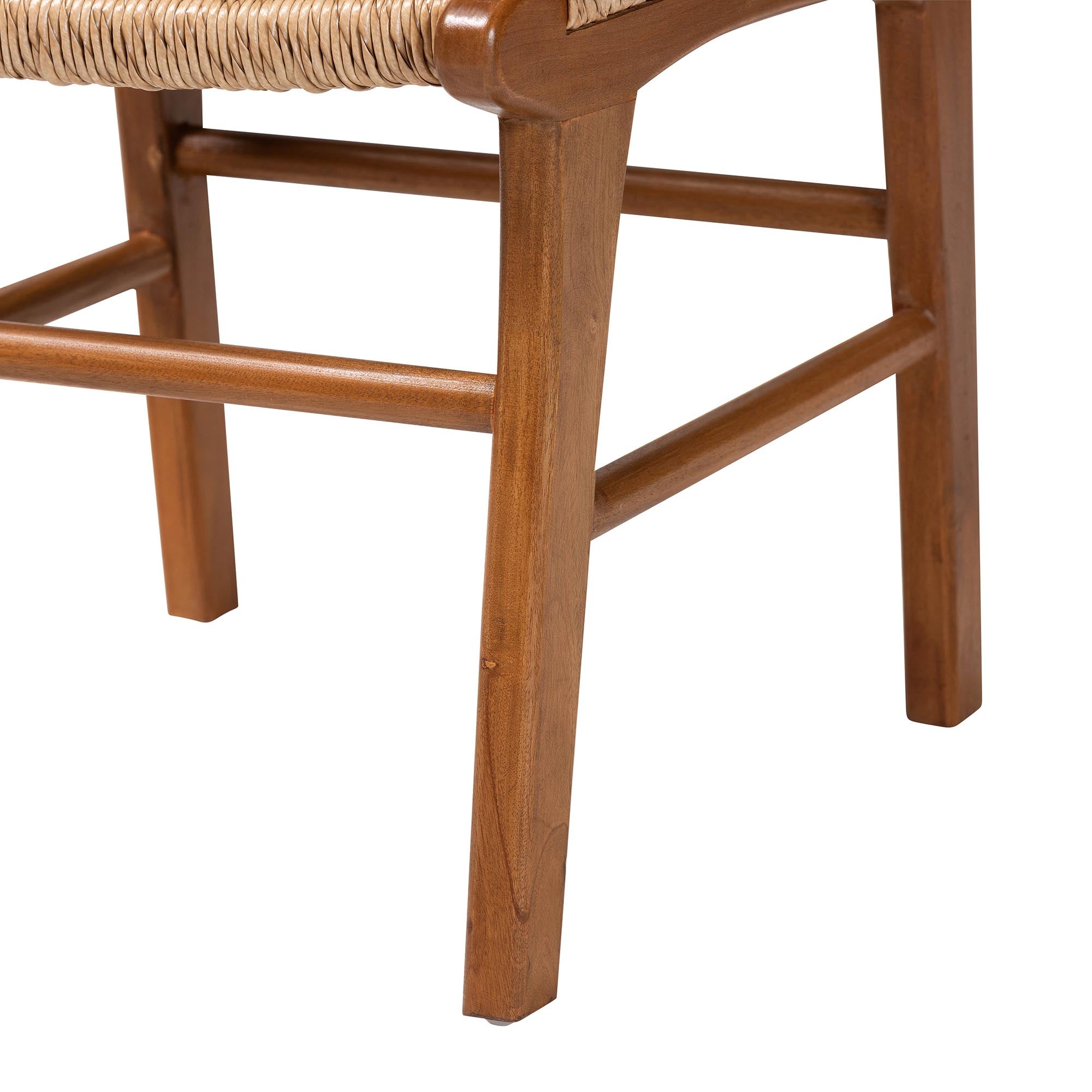 bali & pari Ariba Dining Chair with Mahogany Wood Frame and Viro Fiber Weaving, Rustic Boho Accent Chair for Dining Room or Kitchen