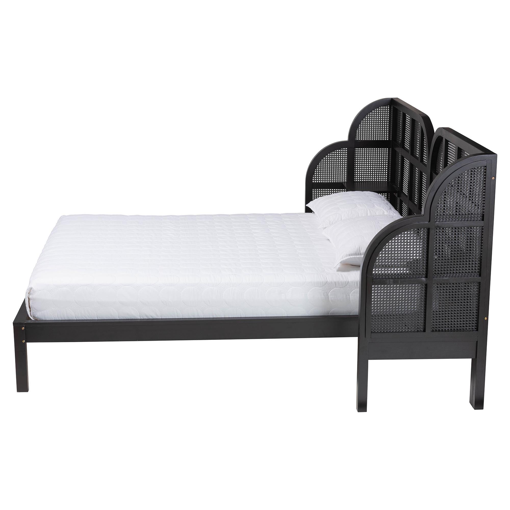 Cascadia Mid-Century Modern Ebony Wood Wingback Platform Bed