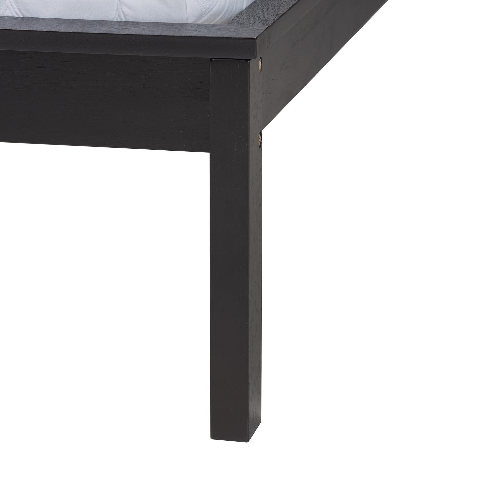 Cascadia Mid-Century Modern Ebony Wood Wingback Platform Bed