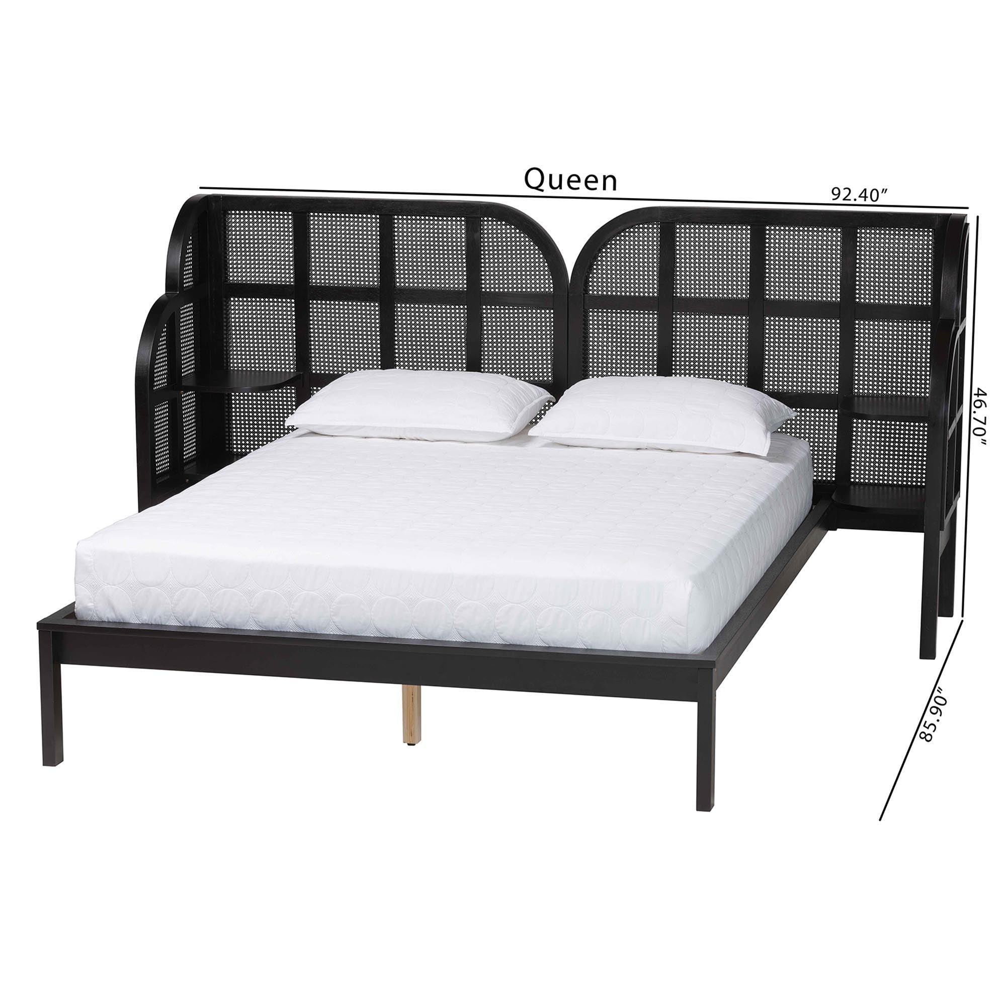 Cascadia Mid-Century Modern Ebony Wood Wingback Platform Bed