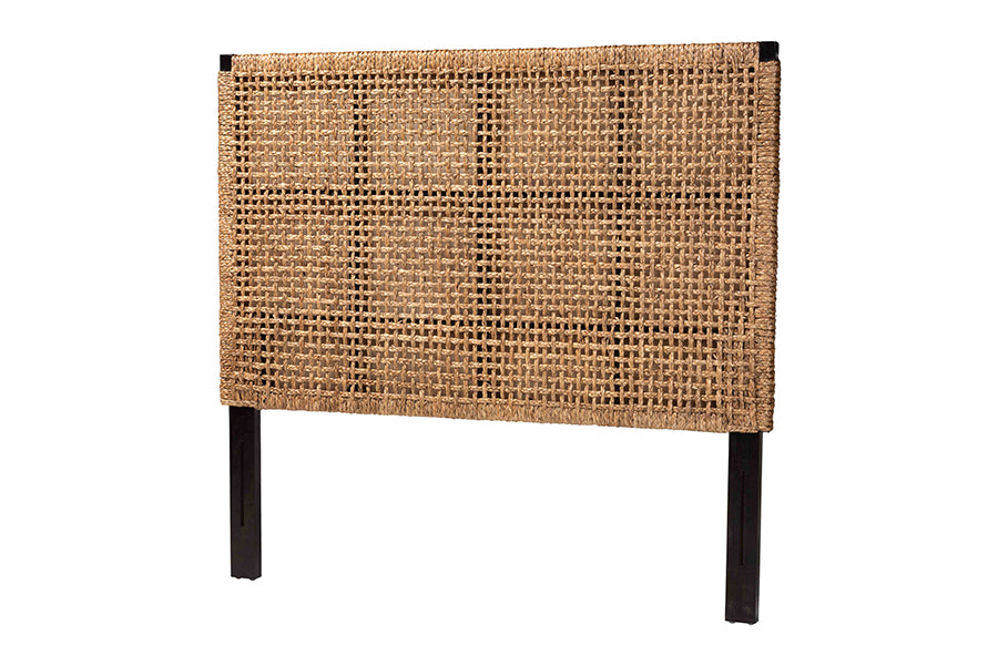 bali & pari Alise Bohemian Seagrass and Mahogany Wood Headboard