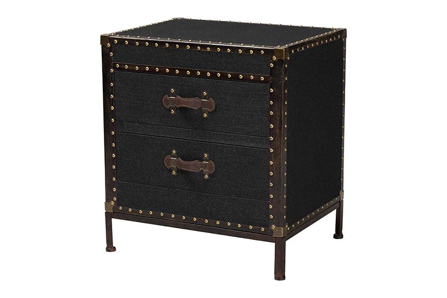 Laura Vintage Canvas 2-Drawer End Table Trunk
