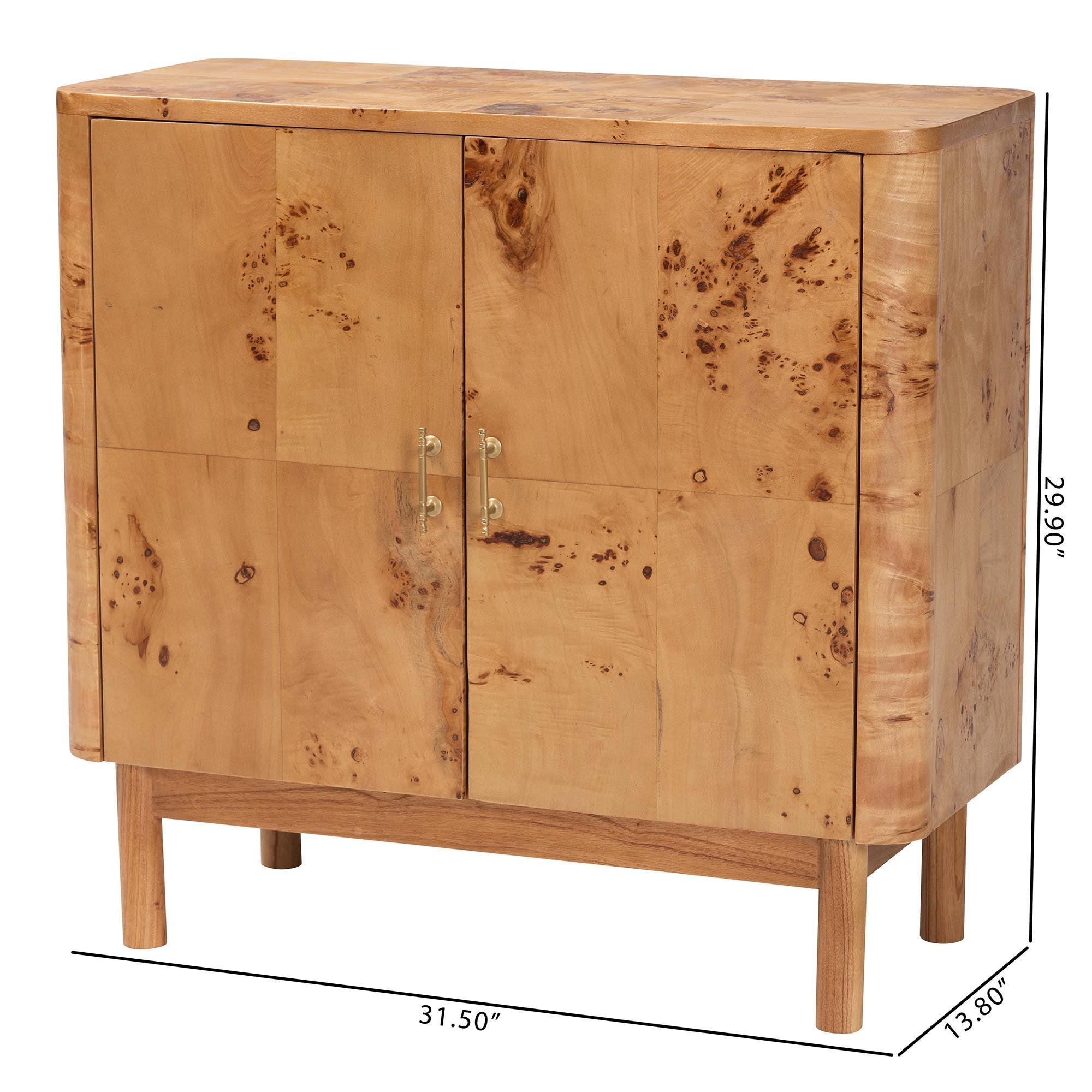 bali & pari Latika Modern and Contemporary Mappa Real Burl Wood Storage Cabinet