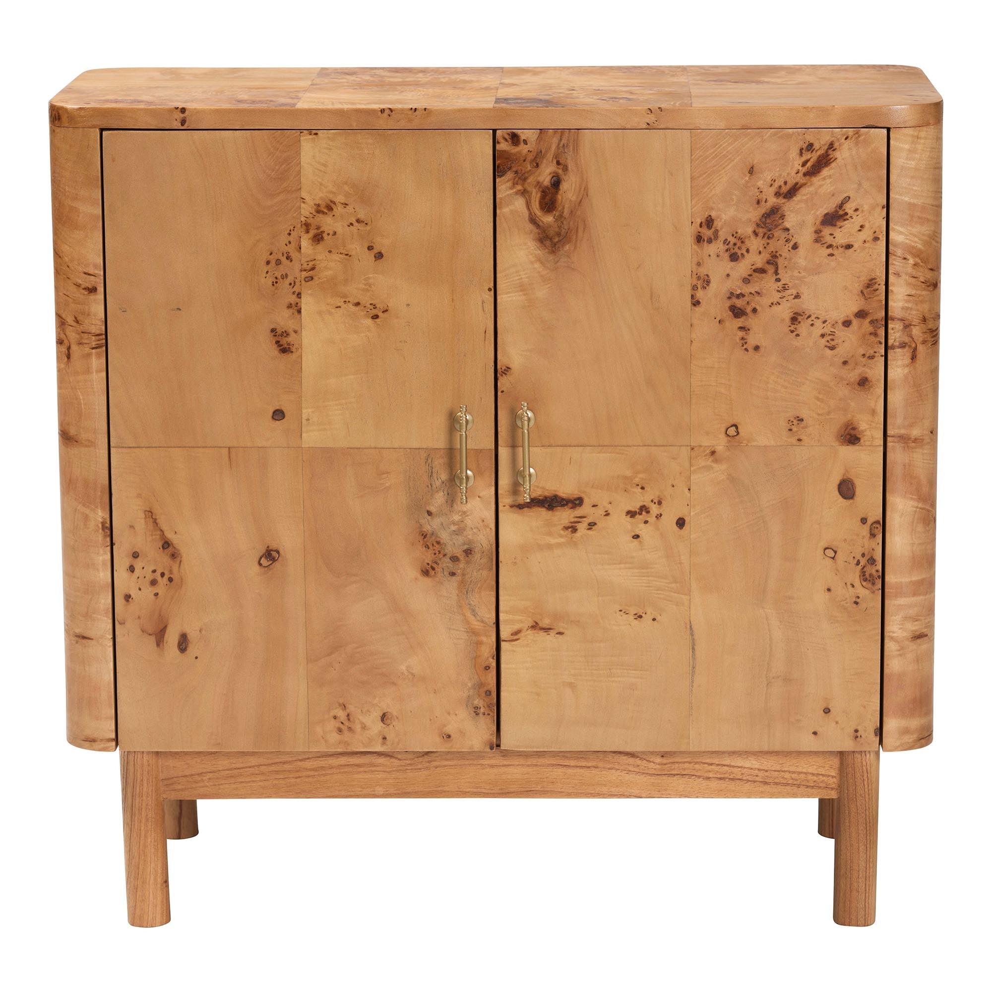 bali & pari Latika Modern and Contemporary Mappa Real Burl Wood Storage Cabinet