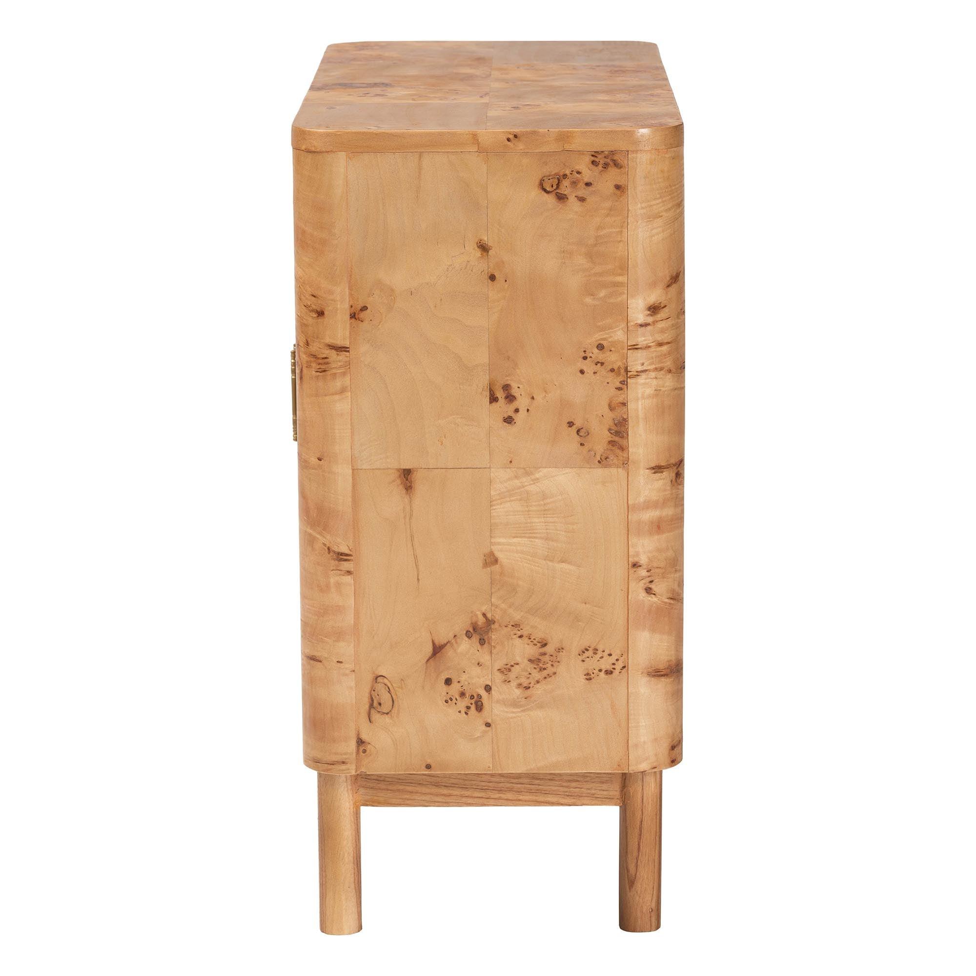 bali & pari Latika Modern and Contemporary Mappa Real Burl Wood Storage Cabinet
