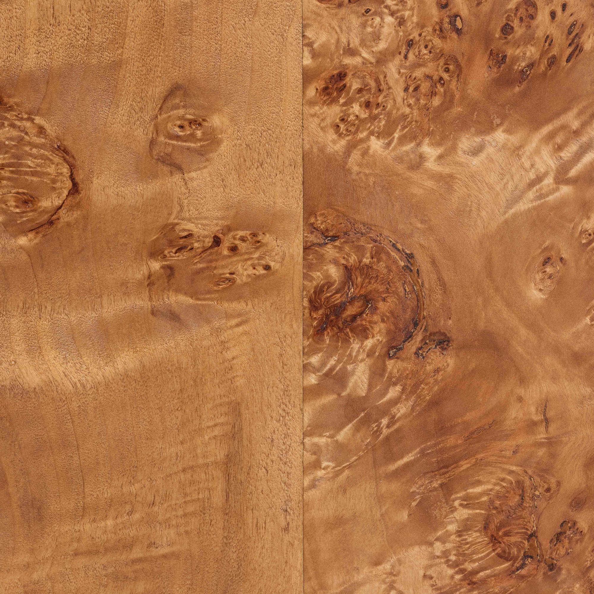 bali & pari Valora Modern and Contemporary Mappa Real Burl Wood 4-Door Sideboard Buffet