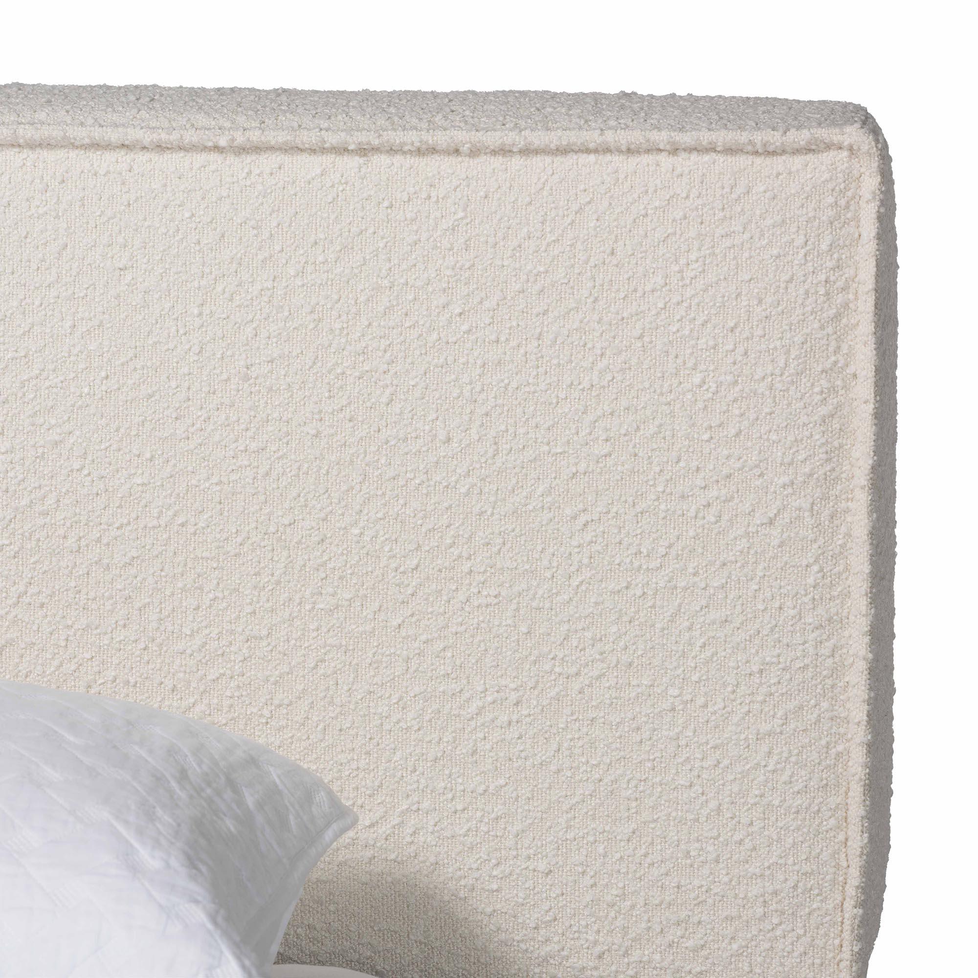 Bardia Modern Cream Boucle Platform Bed with Wide Railing