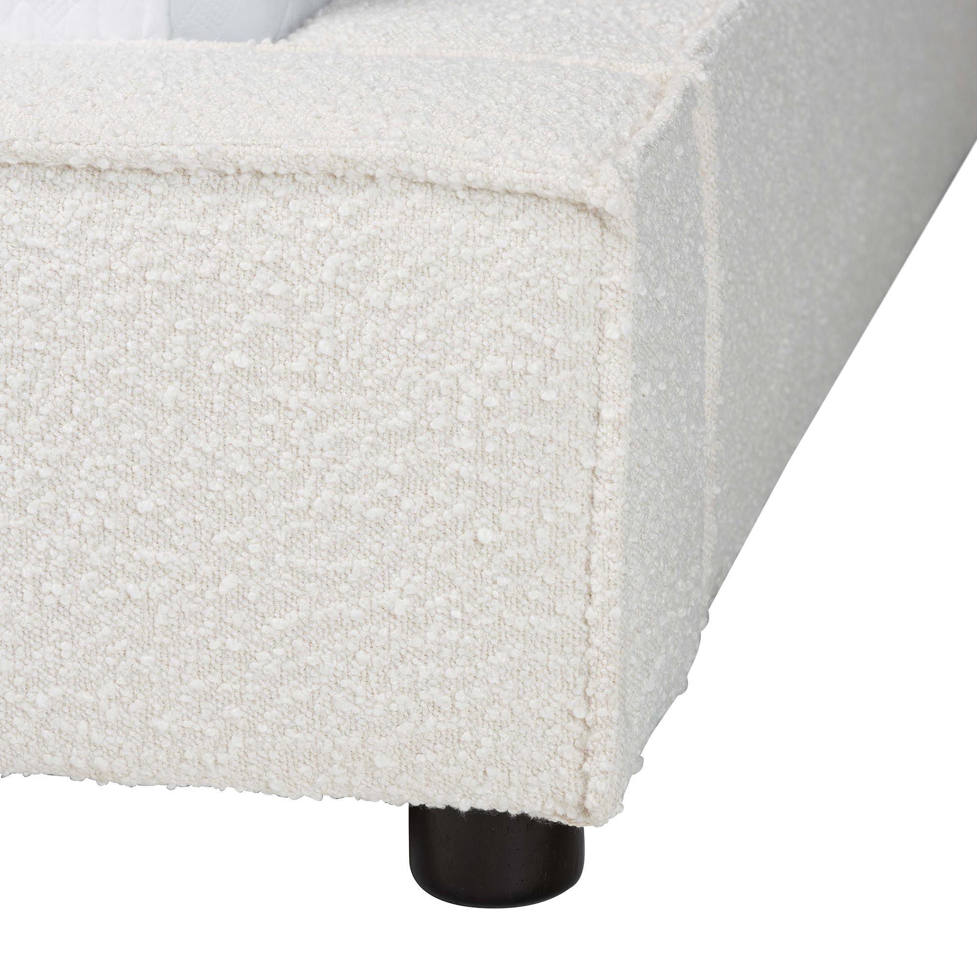 Bardia Modern Cream Boucle Platform Bed with Wide Railing