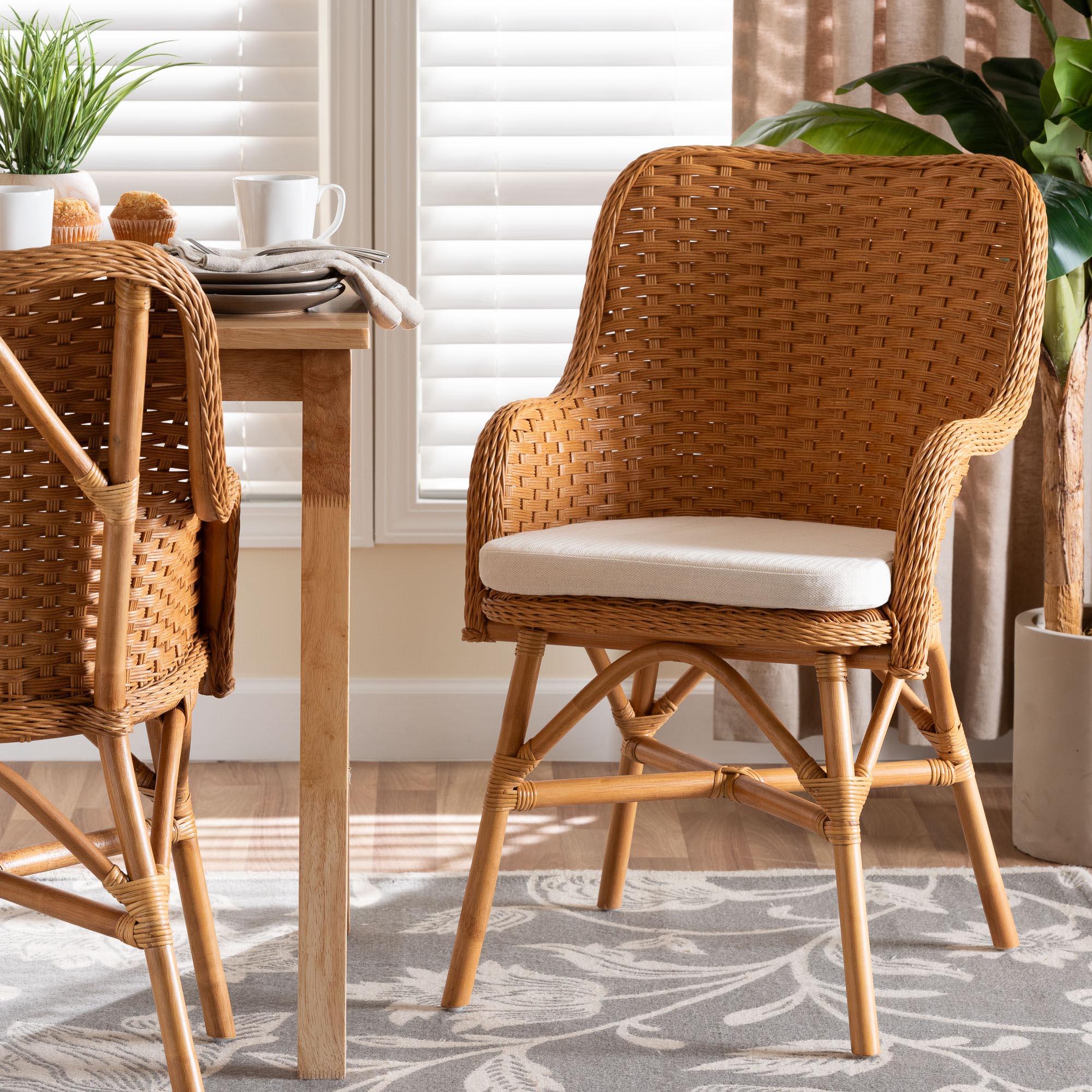 bali & pari Celsie Bohemian Light Honey Rattan Dining Chair
