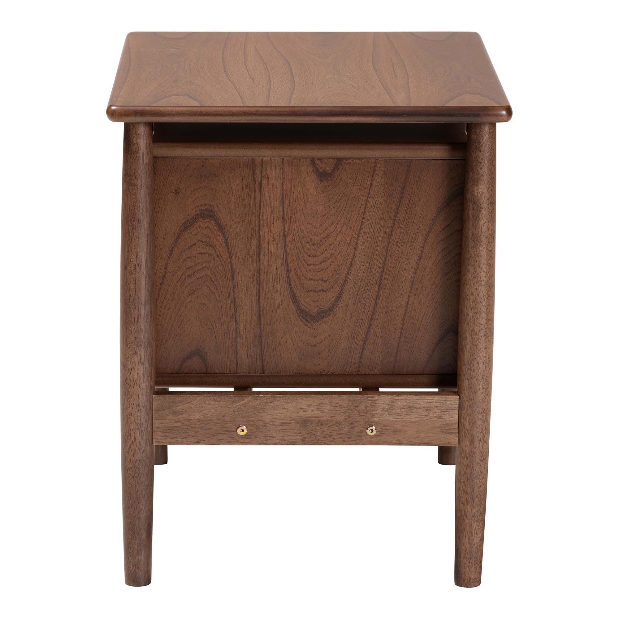 Alyssa Japandi Wood 2-Drawer Nightstand Woven with Rattan