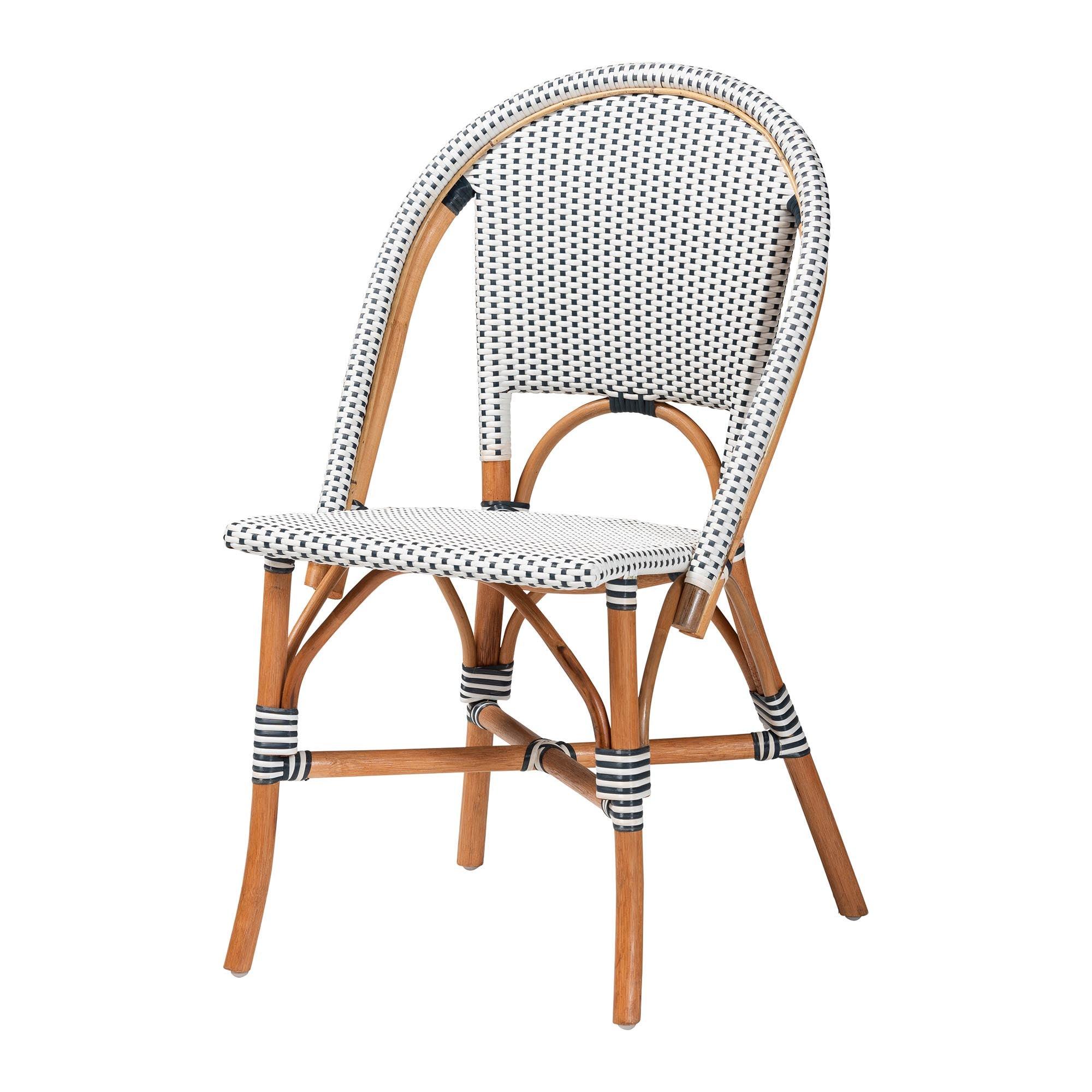 bali & pari Genica Classic French Two-Tone and Weaving and Rattan Bistro Chair