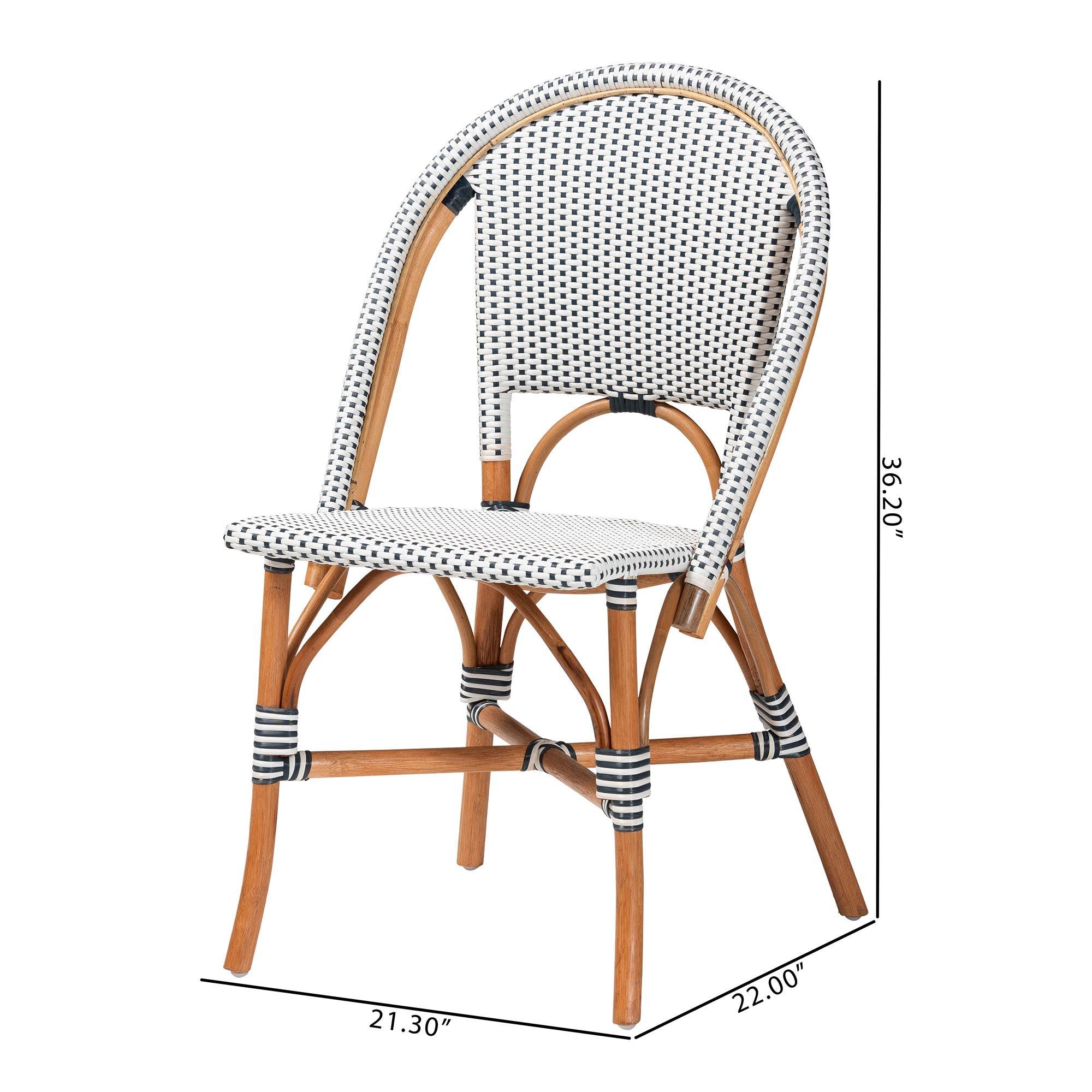 bali & pari Genica Classic French Two-Tone and Weaving and Rattan Bistro Chair