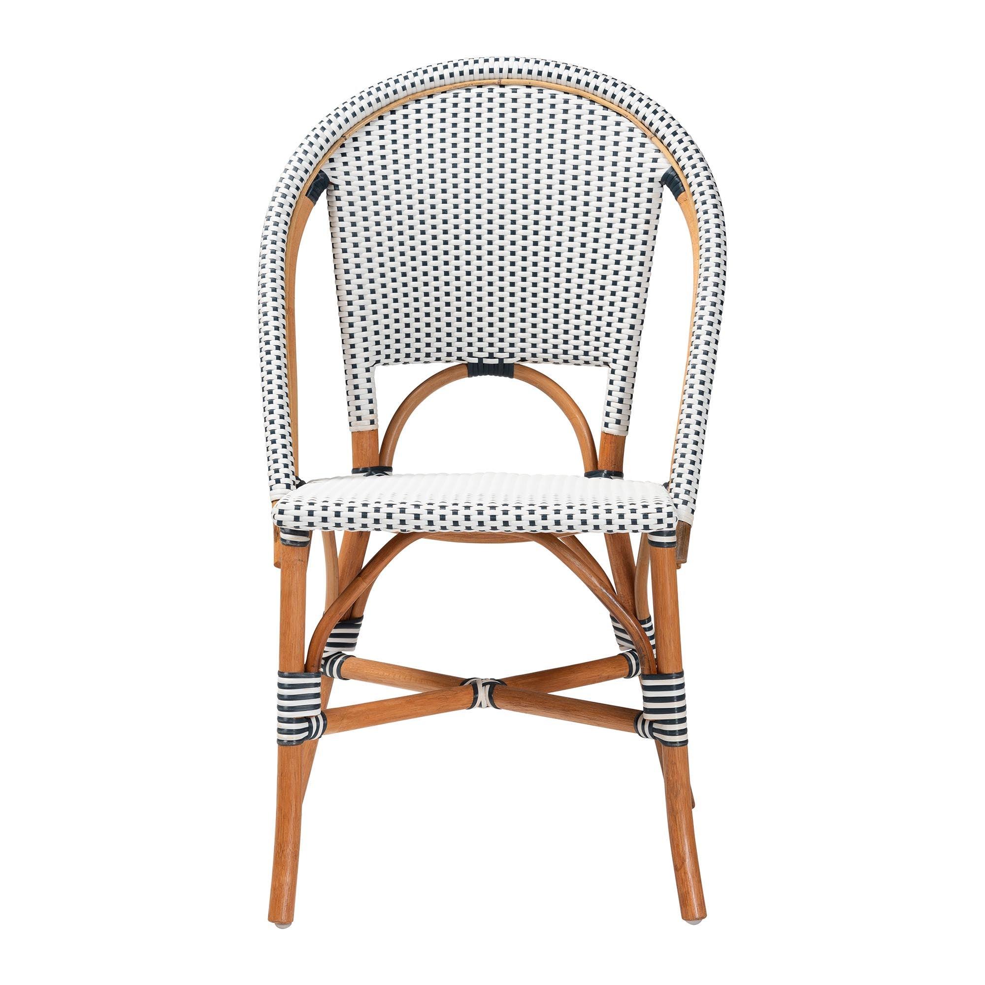 bali & pari Genica Classic French Two-Tone and Weaving and Rattan Bistro Chair