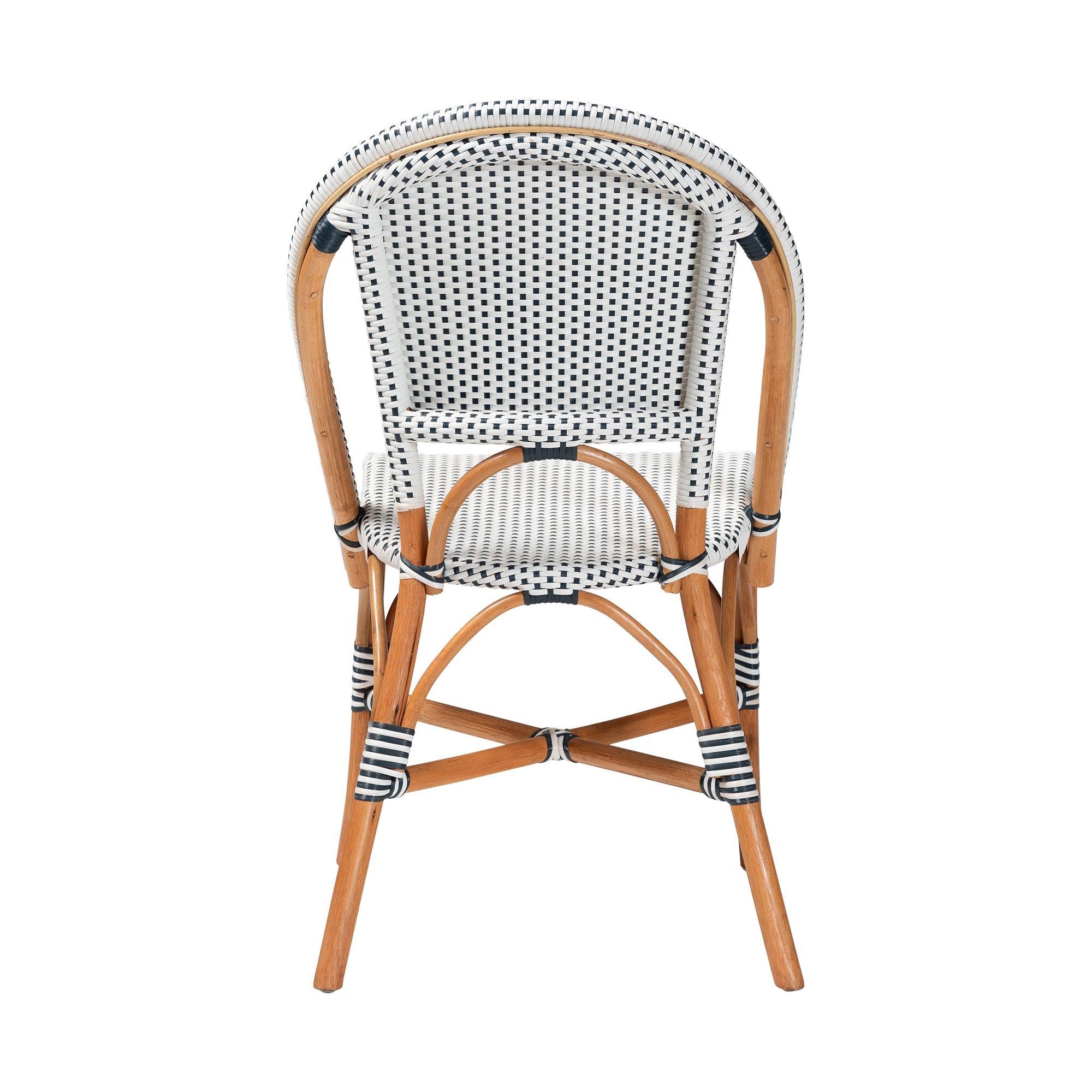bali & pari Genica Classic French Two-Tone and Weaving and Rattan Bistro Chair
