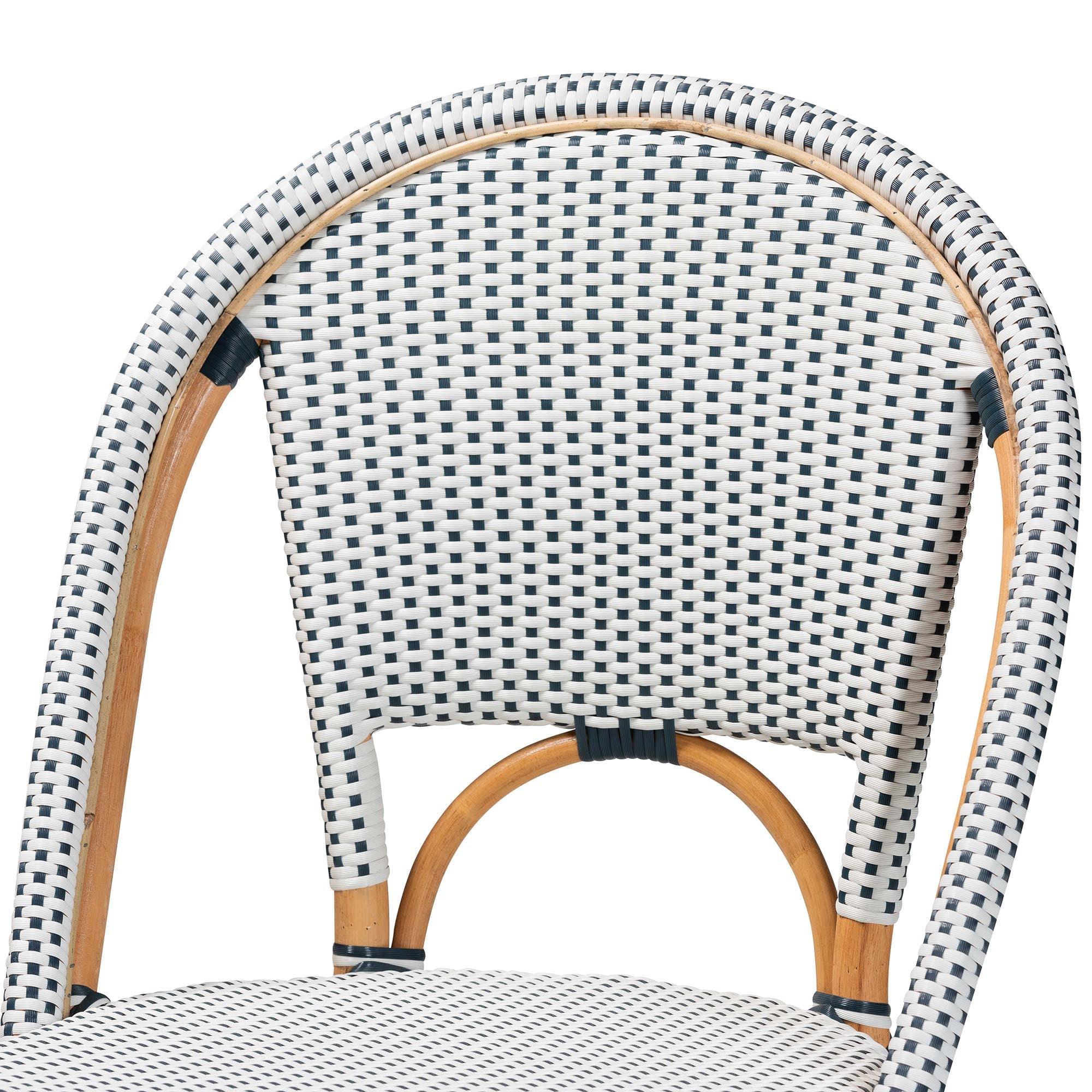 bali & pari Genica Classic French Two-Tone and Weaving and Rattan 2-Piece Counter Stool Set