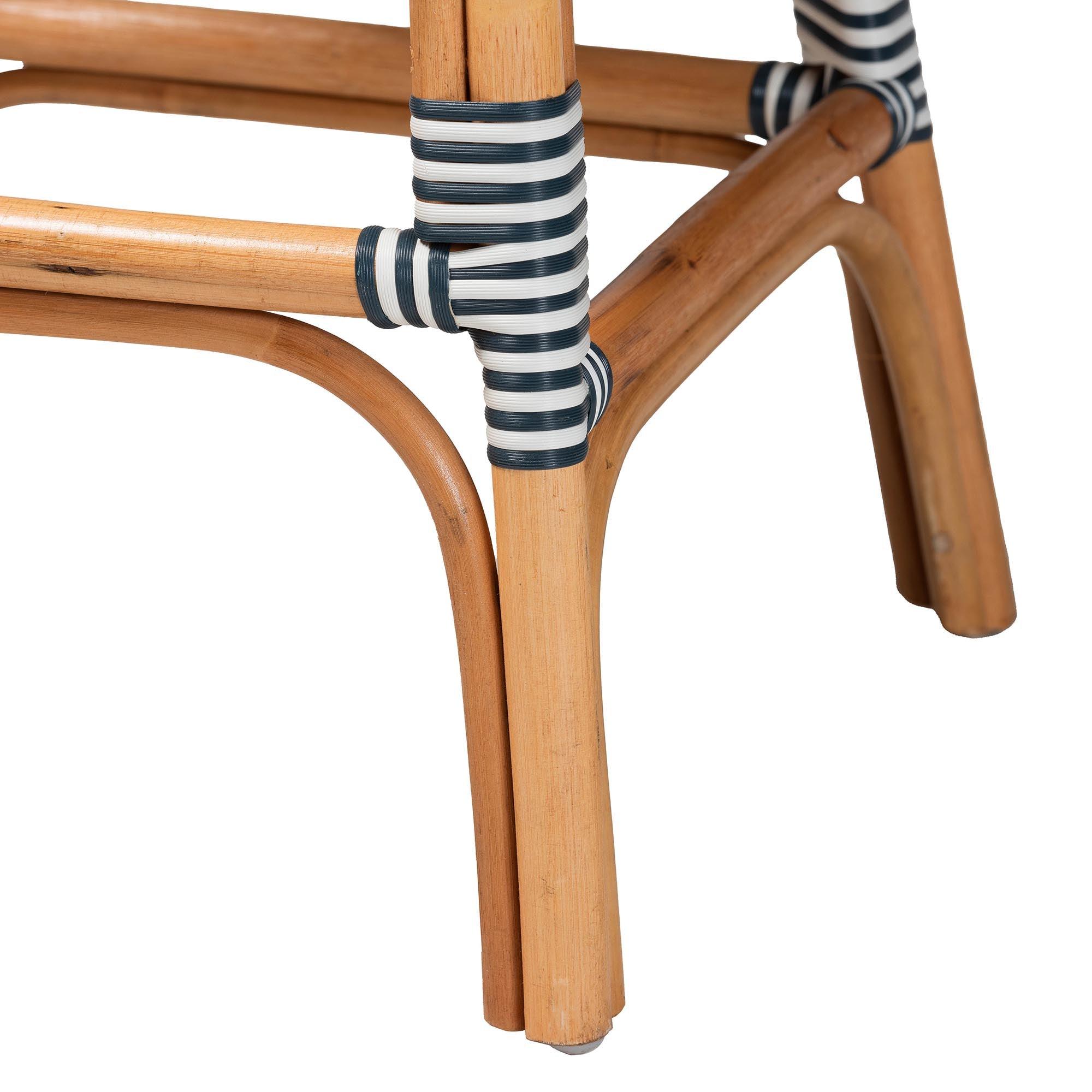 bali & pari Genica Classic French Two-Tone and Weaving and Rattan 2-Piece Counter Stool Set