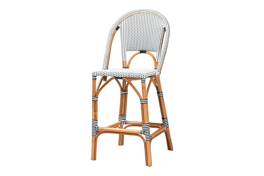 bali & pari Genica Classic French Two-Tone and Weaving and Rattan Bar Stool