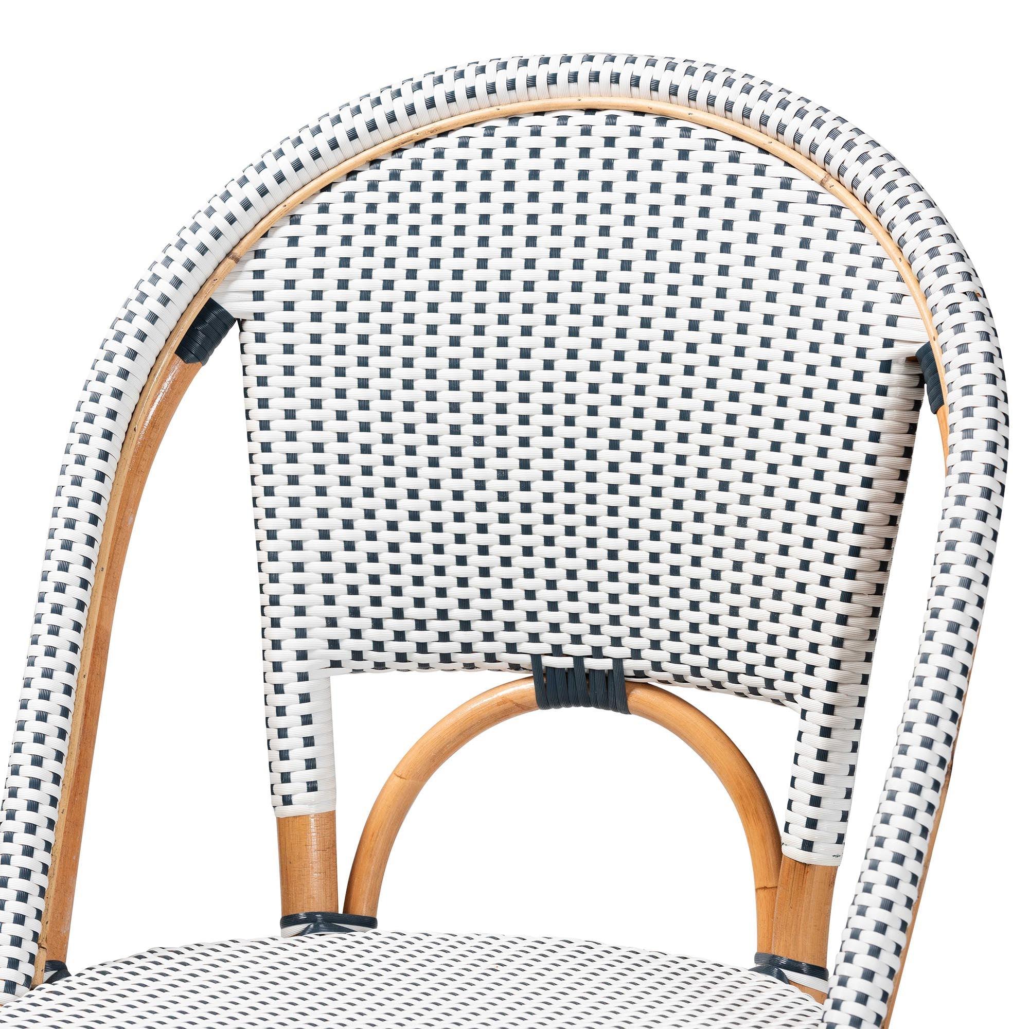 bali & pari Genica Classic French Two-Tone and Weaving and Rattan Bar Stool