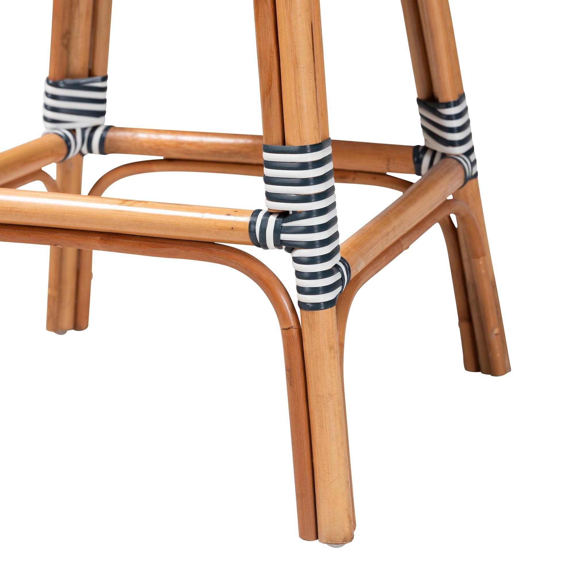 bali & pari Genica Classic French Two-Tone and Weaving and Rattan Bar Stool