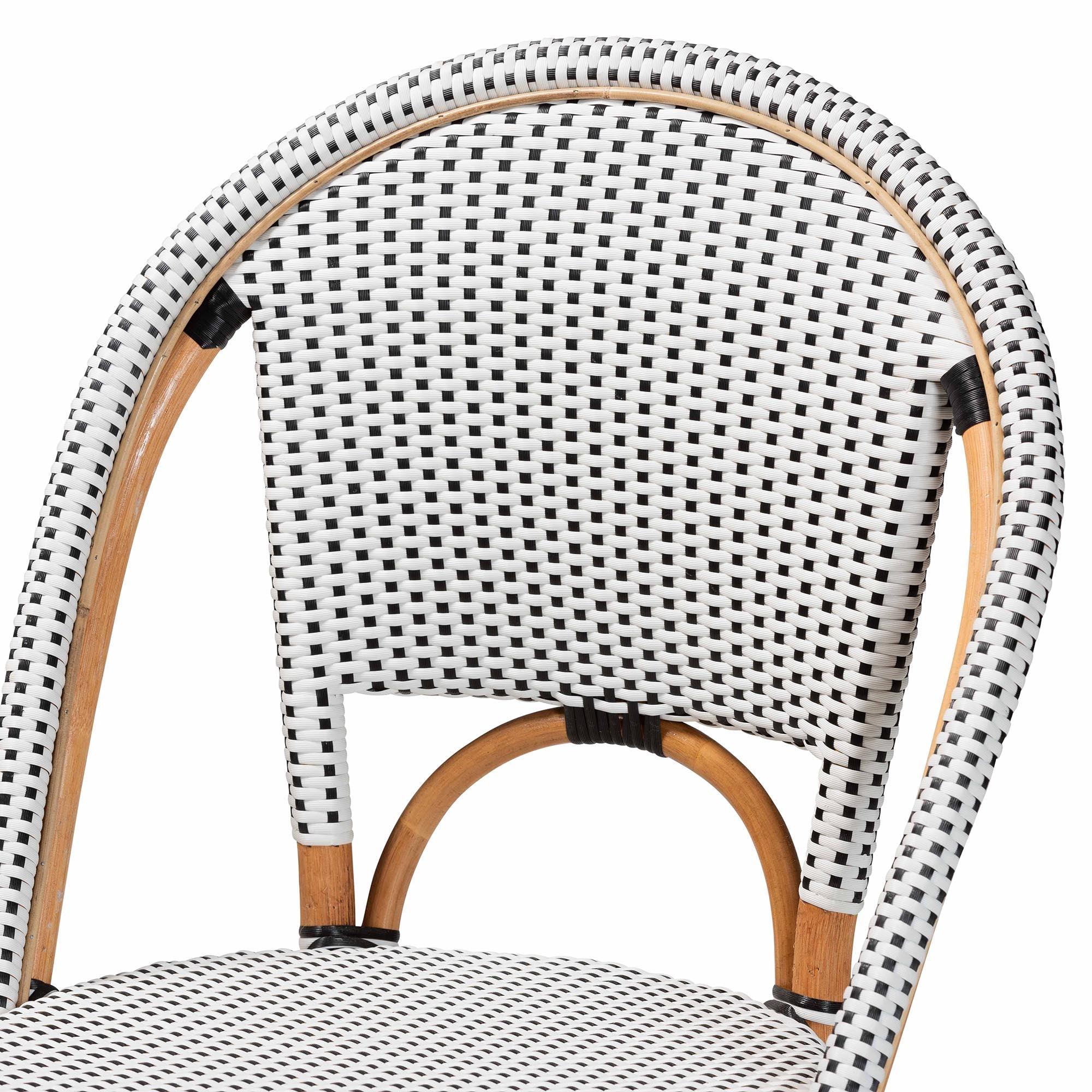 bali & pari Genica Classic French Two-Tone and Weaving and Rattan 2-Piece Counter Stool Set