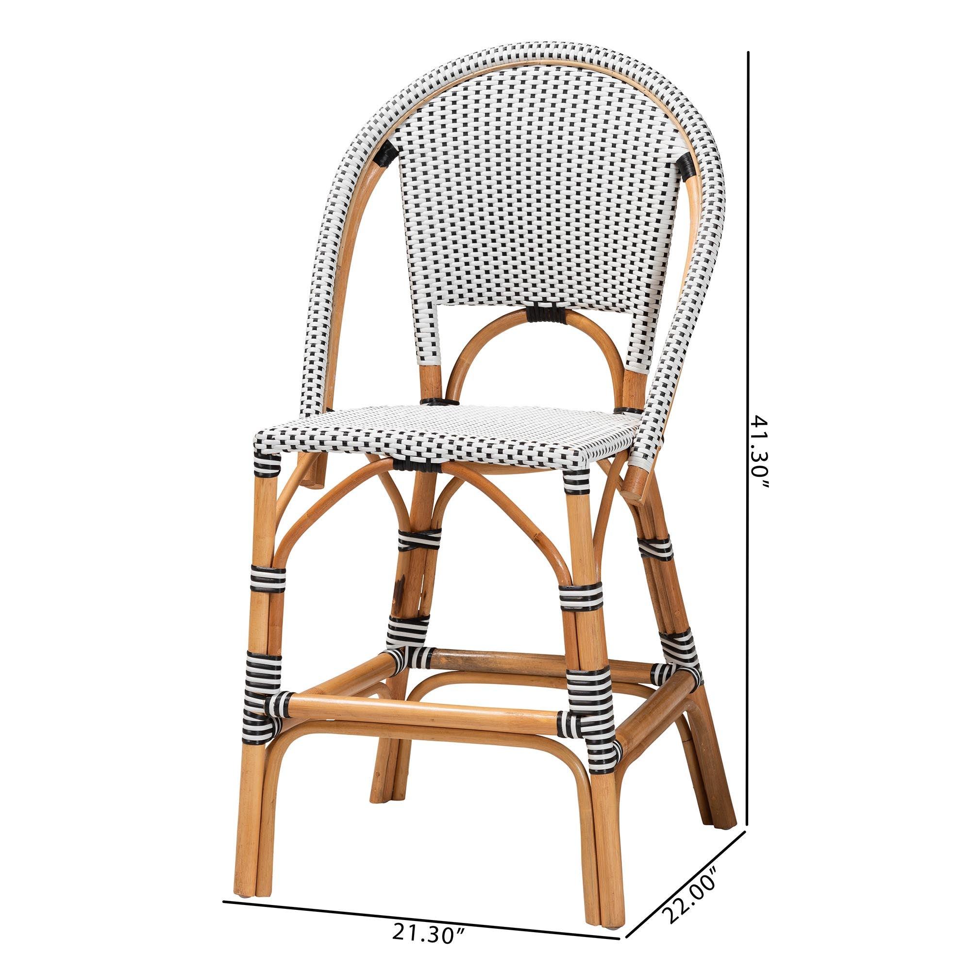 bali & pari Genica Classic French Two-Tone and Weaving and Rattan 2-Piece Counter Stool Set