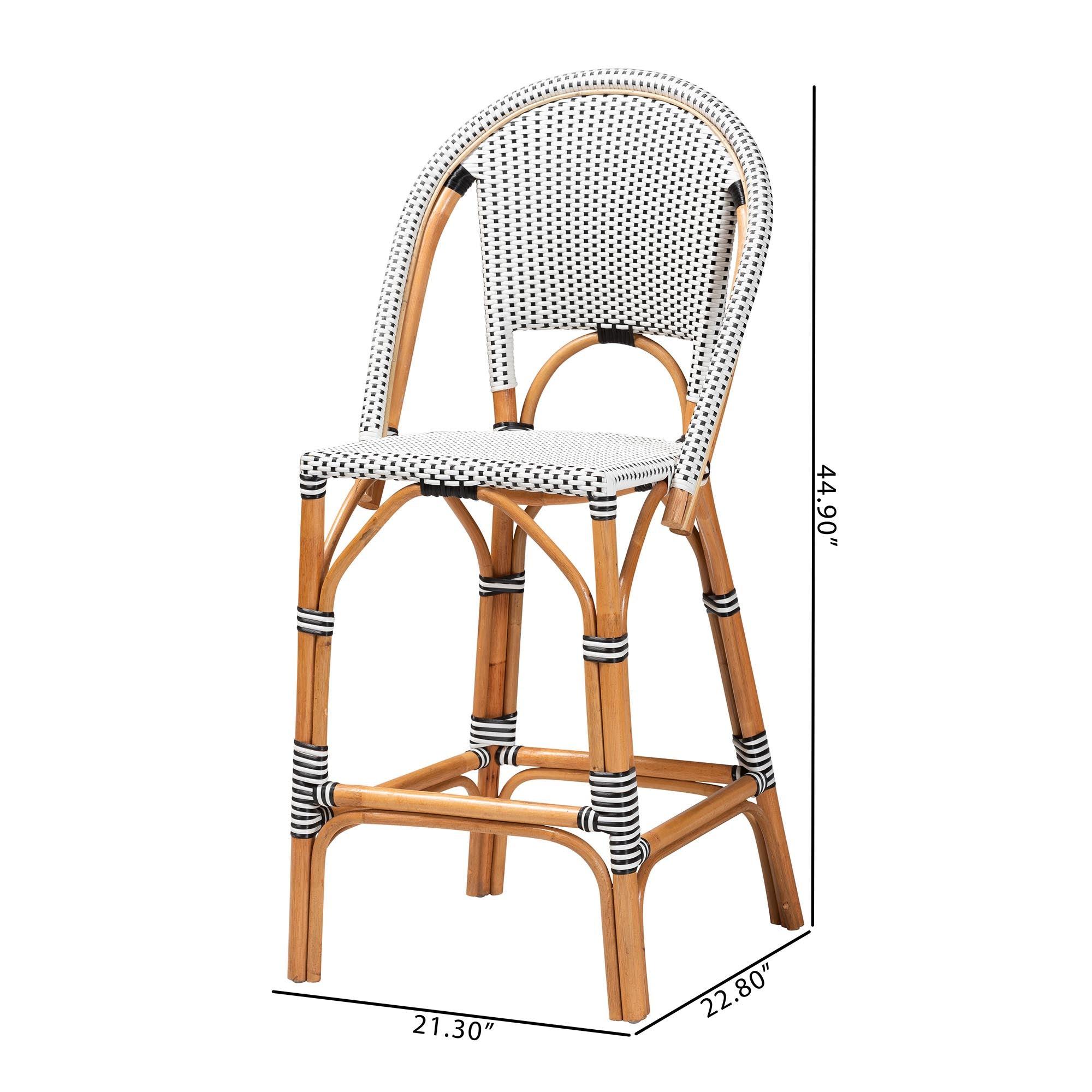 bali & pari Genica Classic French Two-Tone and Weaving and Rattan Bar Stool