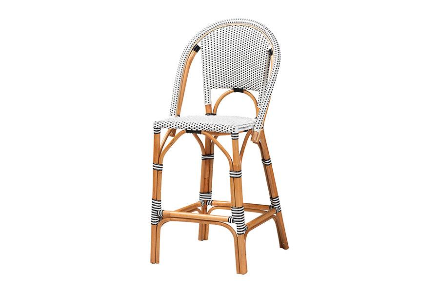 bali & pari Genica Classic French Two-Tone and Weaving and Rattan Bar Stool