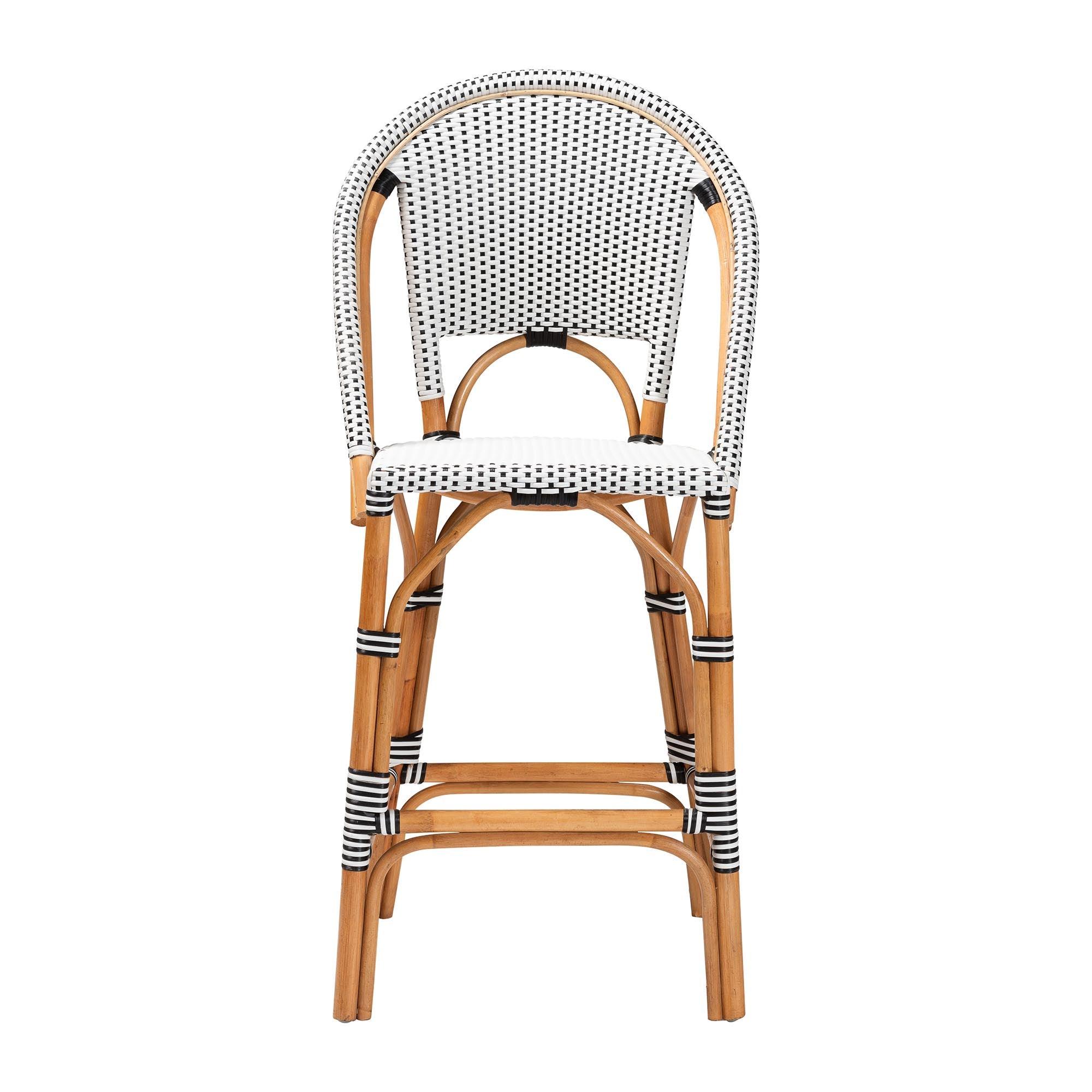 bali & pari Genica Classic French Two-Tone and Weaving and Rattan Bar Stool