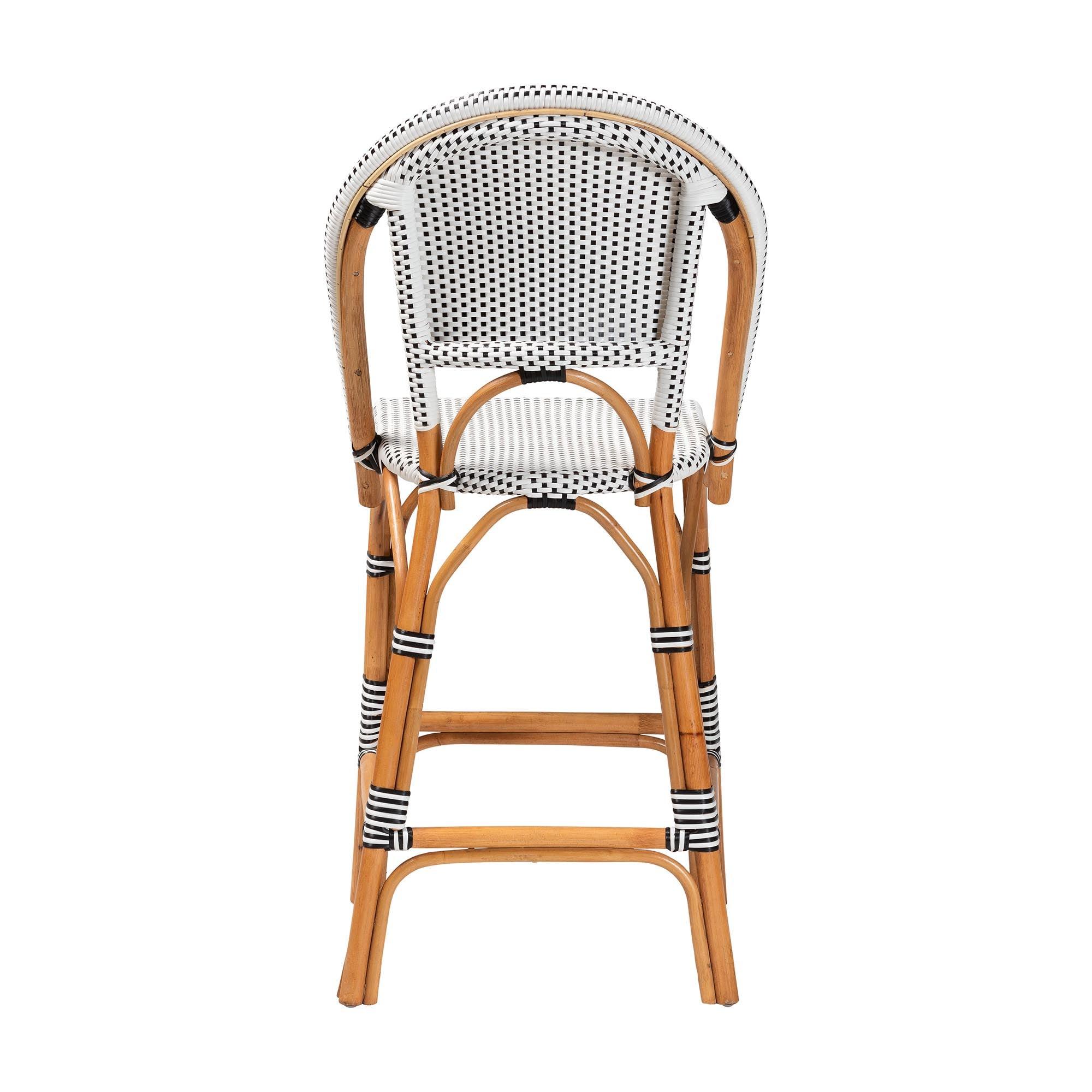 bali & pari Genica Classic French Two-Tone and Weaving and Rattan Bar Stool