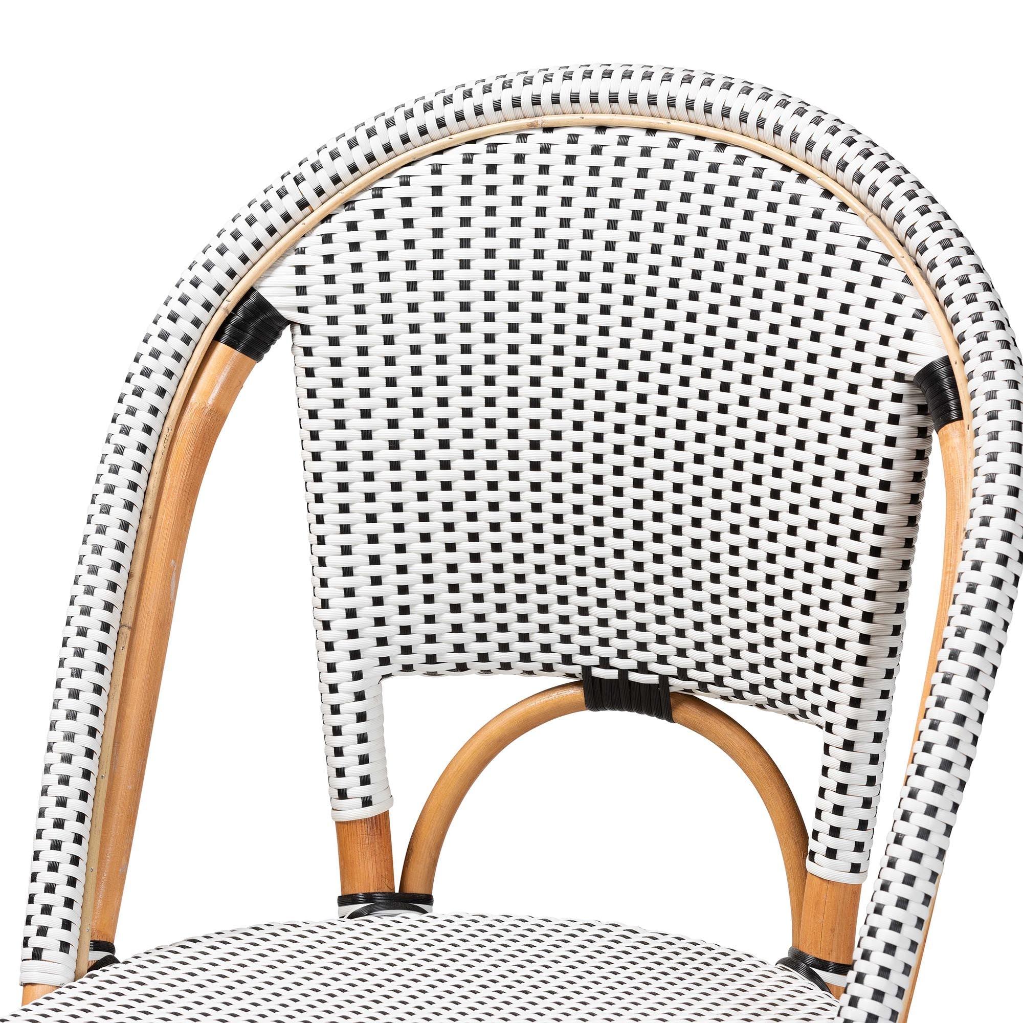 bali & pari Genica Classic French Two-Tone and Weaving and Rattan Bar Stool